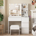 Vabches Makeup Vanity with Lights, 37inch Vanity Desk, 4 Large Drawers Dresser with Lighted Mirror, 3 Lighting Modes Brightness Adjustable, White