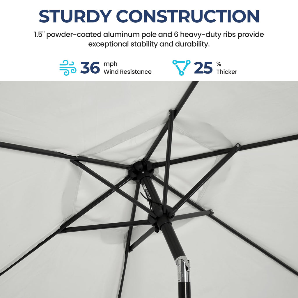 SUNVIVI OUTDOOR Outdoor Patio Umbrella, Patio Umbrella, Market Umbrella, Large Outdoor Umbrella, Metal Pole Umbrella with Push Button Tilt and Crank, Polyester Canopy