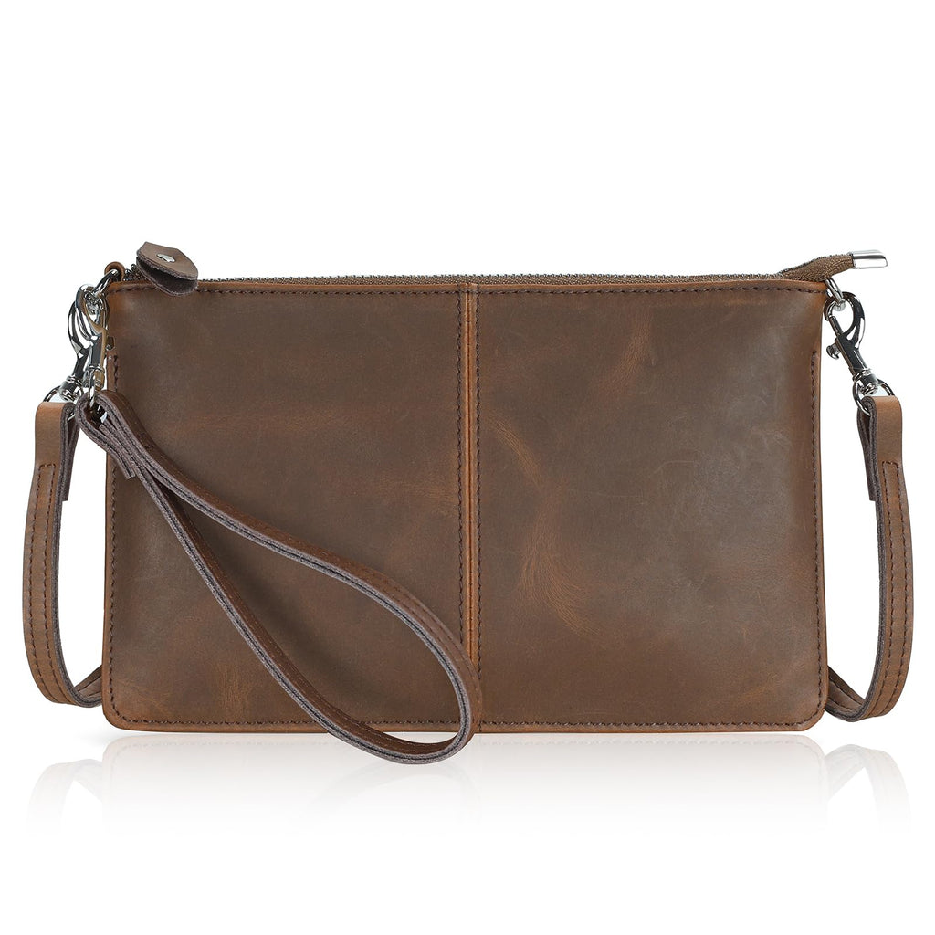 befen Genuine Leather Wristlet Clutch Wallet Purses Small Crossbody Bags for Women with RFID Blocking Card Slots