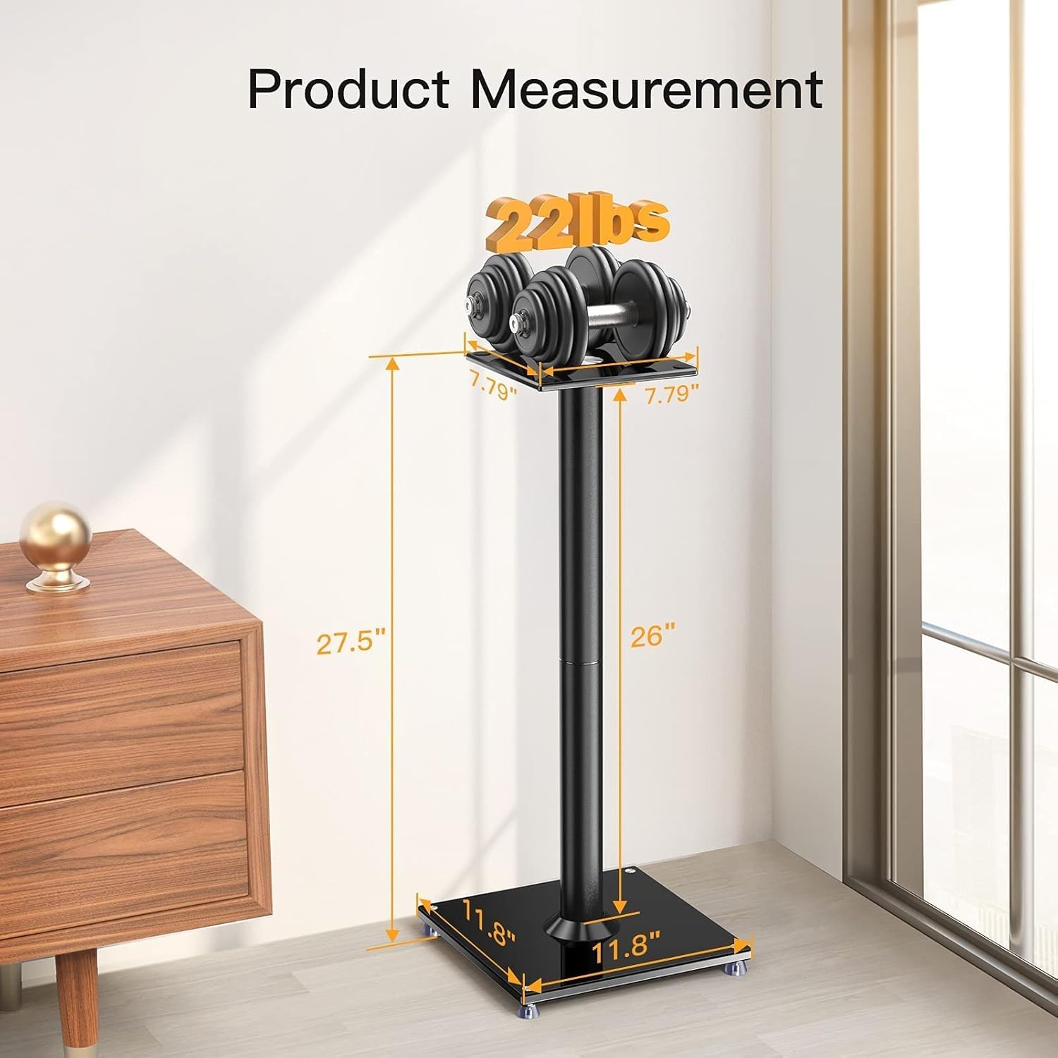 Perlegear Universal Speaker Stands for Surround Sound up to 22lbs - 28 Inch Bookshelf Speaker Stands for Bose, Polk, JBL, KEF, Klipsch & Others, Floor Speaker Stand with Cable Management 1Pair- PGSS6