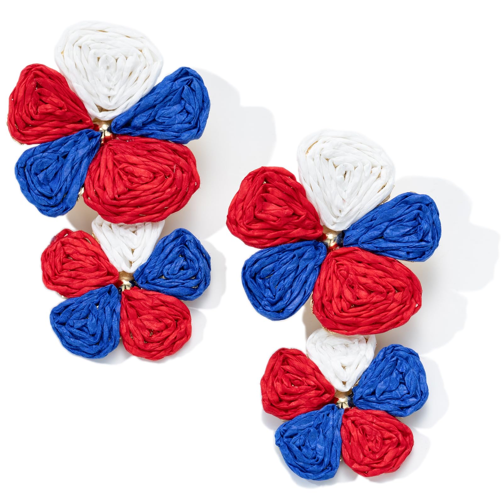 Boho Flower Earrings Statement Raffia Dangle Earrings Cute Floral Jewelry Trendy Summer Beach Vacation Outfits for Women