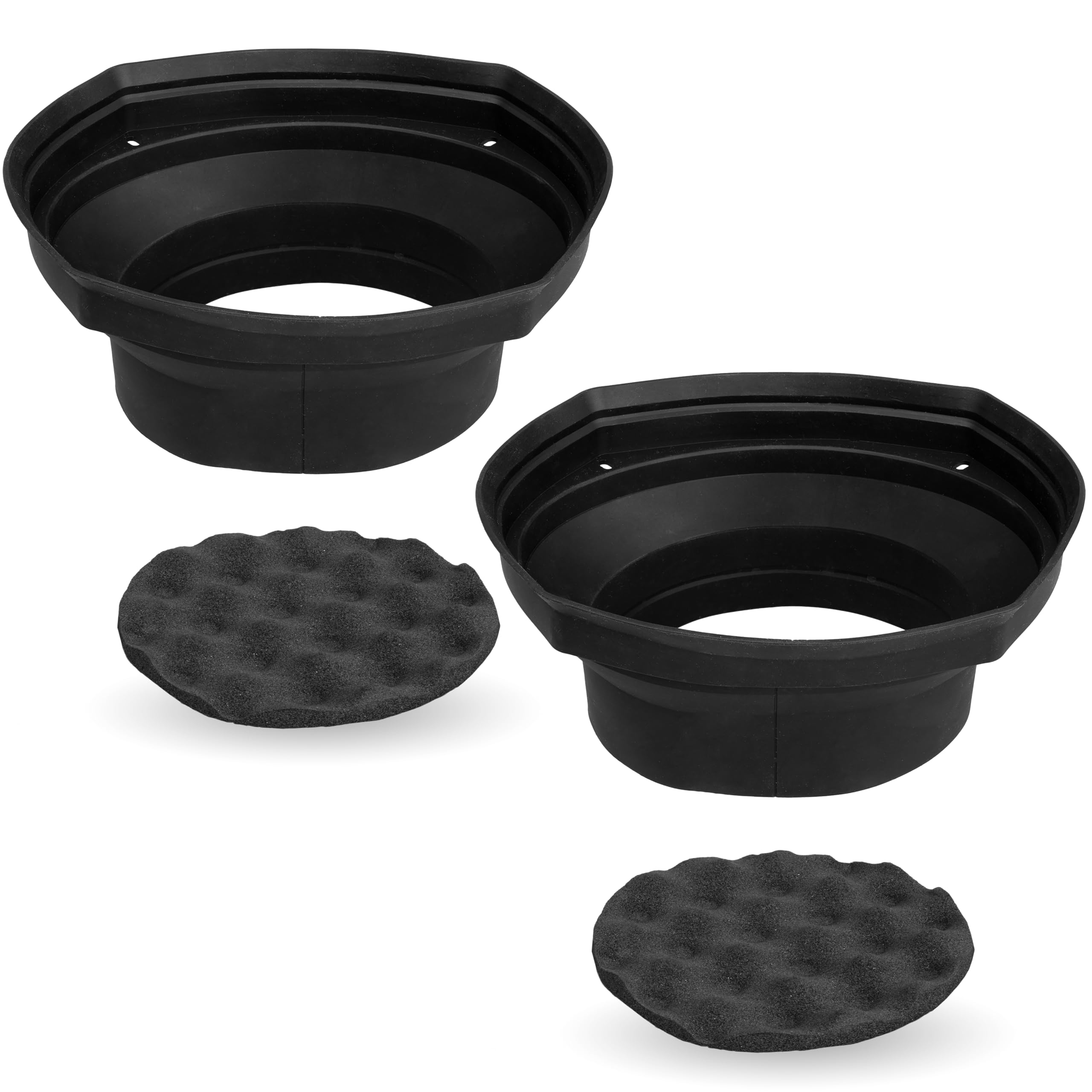NVX XBAF525 2 Piece Universal 5.25” Silicone Rubber Speaker Baffles with Self Adhesive Foam Base Pad