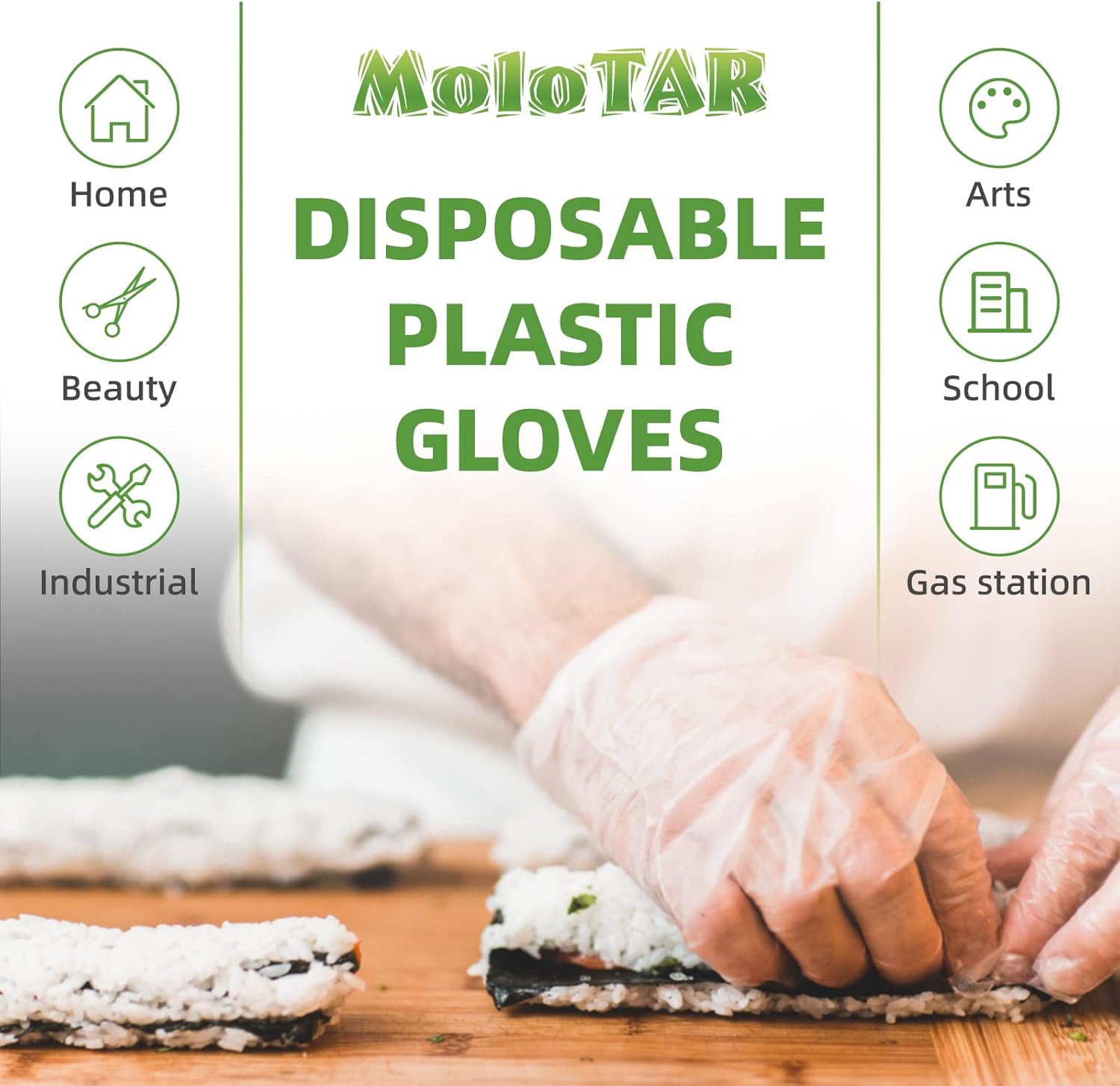 MoloTAR 500 Pieces Plastic Disposable Gloves,Disposable Gloves for Cleaning, [ One Size Fits Most ]