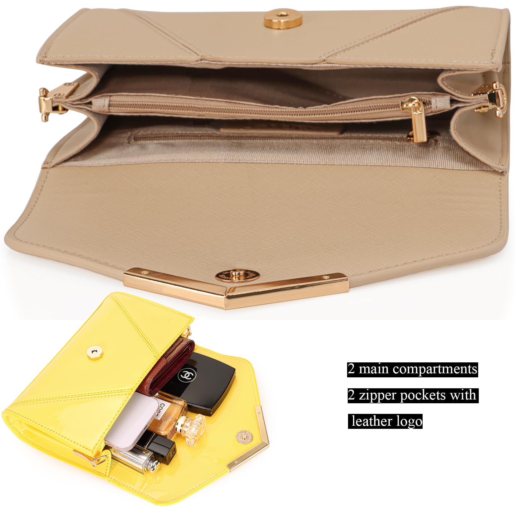DEXMAY Women Envelope Clutch Faux Saffiano Leather Evening Handbag Foldover Clutch Bag Formal Dressy Purse