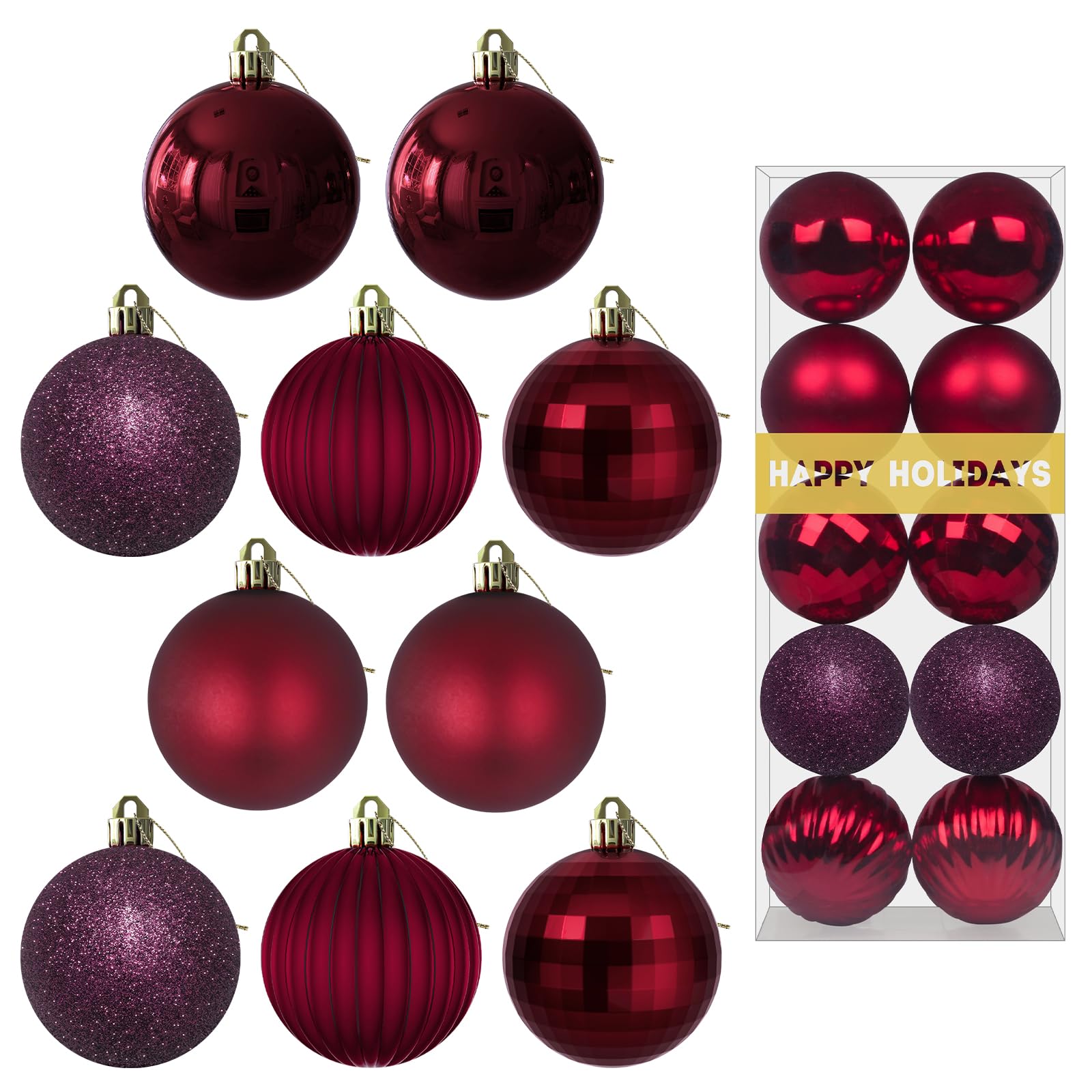 Bubblegun Pink 1.6" Small Christmas Balls Christmas Tree Decoration Ornaments Shatterproof Hanging Balls for Birthday Halloween Holiday Wedding Decorations Set of 12pcs