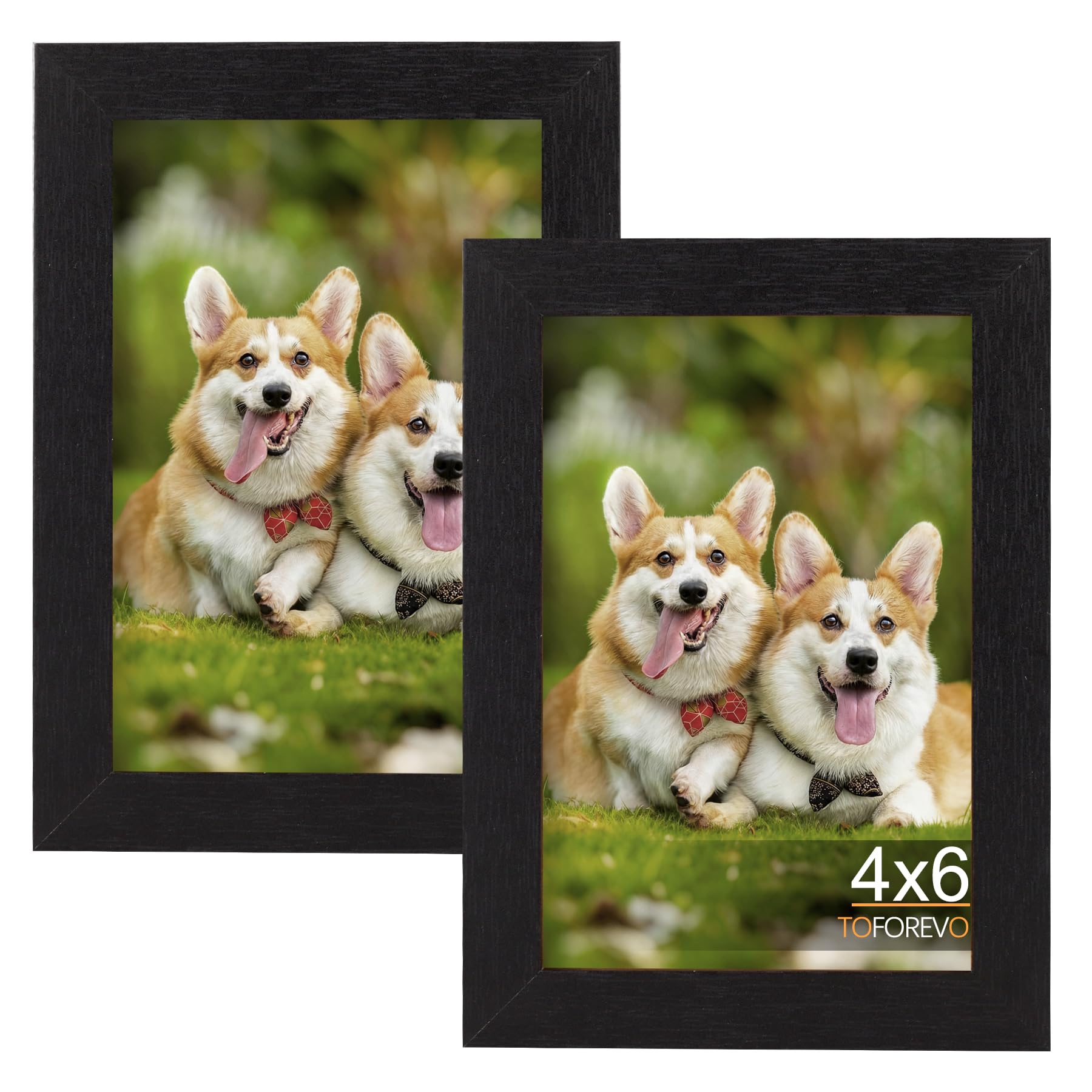 TOFOREVO Picture Frames 4x4 Set of 2 Black Wood Grain Photo Frame for Gallery Wall Mounting or Tabletop Display