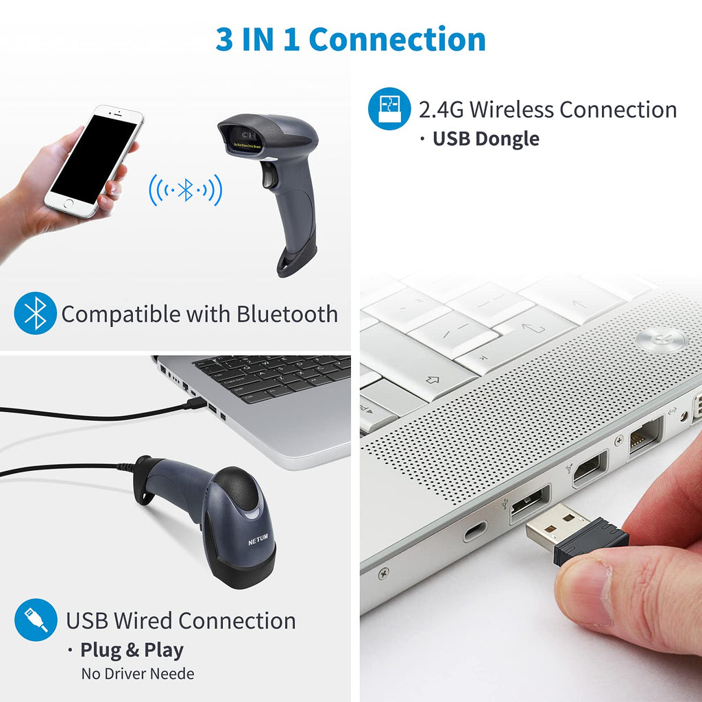NETUM USB Laser Barcode Scanner, Handheld 1D Wired Bar Code Scanner Scanning UPC EAN Reader Gun Retails for Supermarket, Convenience Store, Warehouse - NT-M1