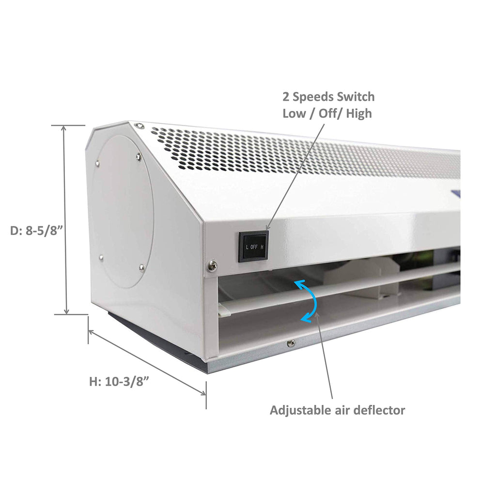 Awoco 24” Super Power 2 Speeds 800 CFM Commercial Indoor Air Curtain, CE Certified, 120V Unheated - Door Switch Included