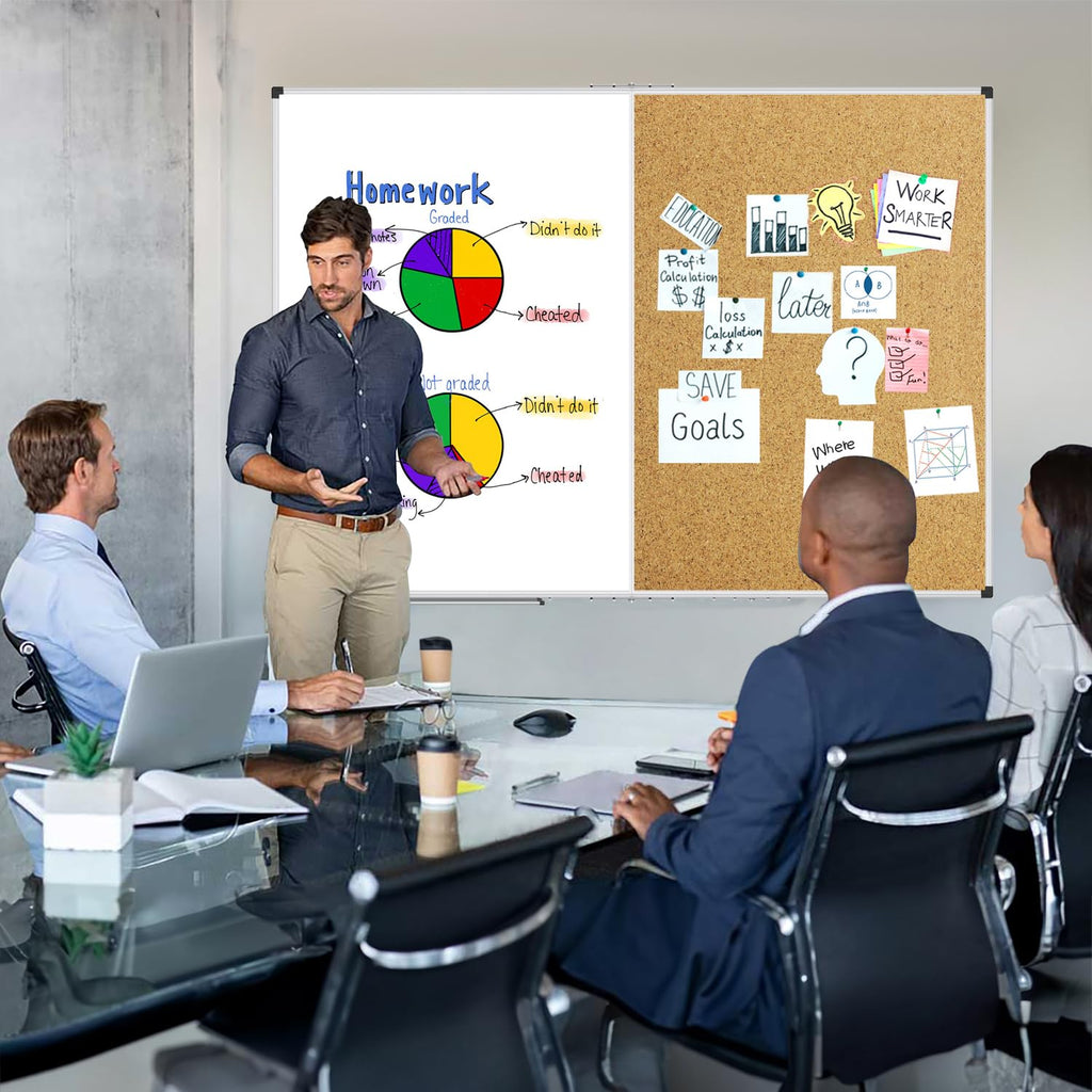 XBoard 24 x 18 Inch Wall-Mounted Office Cork Board, Notice Bulletin Board with Aluminum Frame