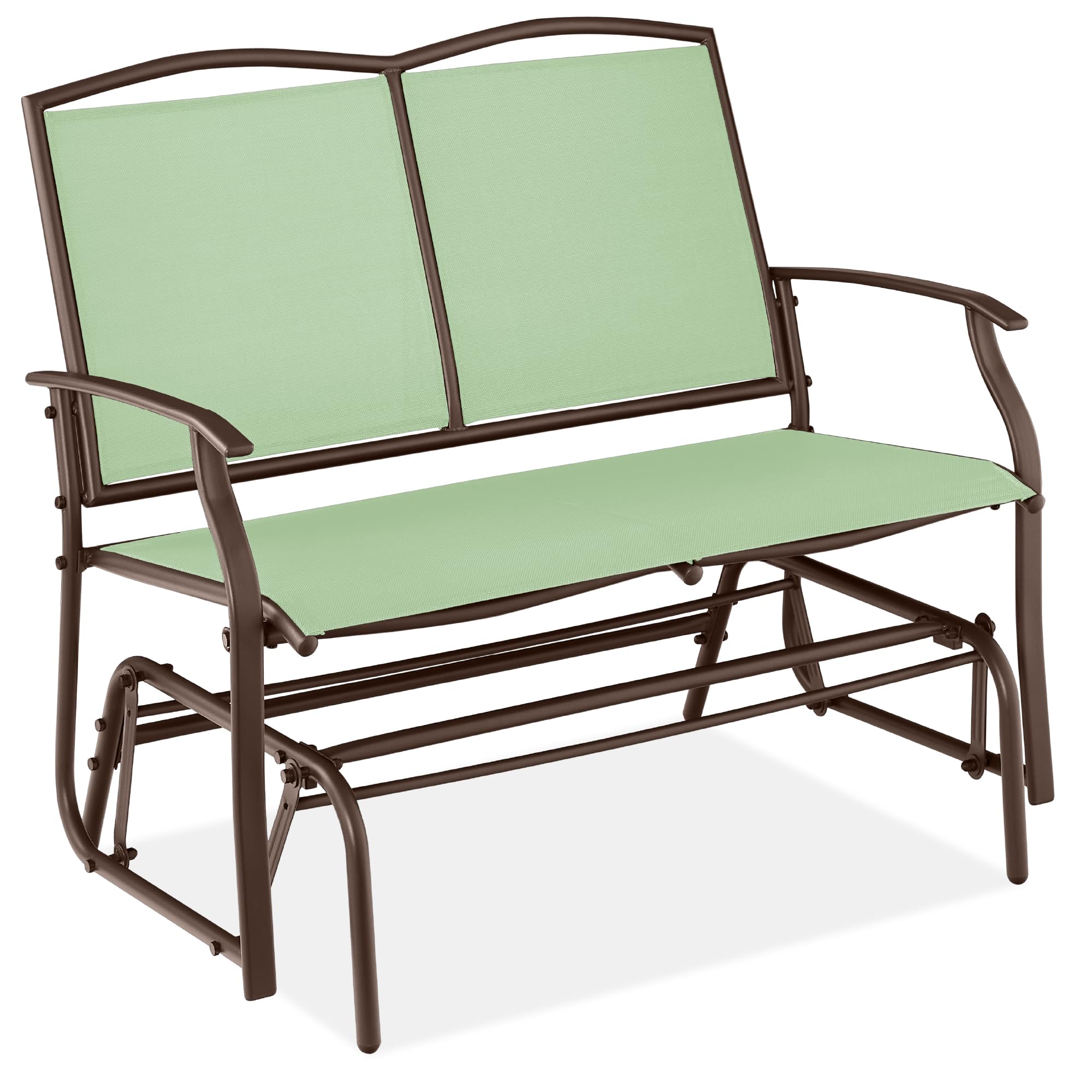 Best Choice Products 2-Person Outdoor Patio Swing Glider Steel Bench Loveseat Rocker for Deck, Porch w/Textilene Fabric, Steel Frame - Black