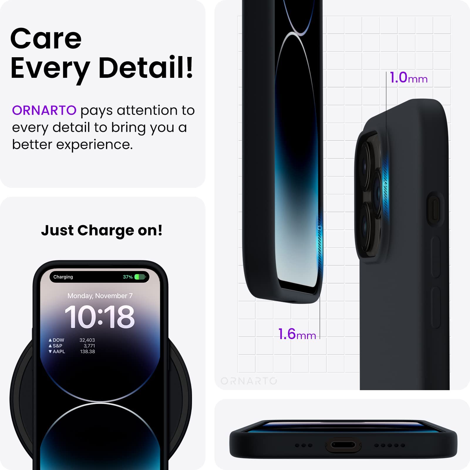 ORNARTO Compatible with iPhone 14 Pro Case 6.1, Slim Liquid Silicone 3 Layers Full Covered Soft Gel Rubber Phone Case Protective Cover with Microfiber Lining 6.1 inch-Baby Blue