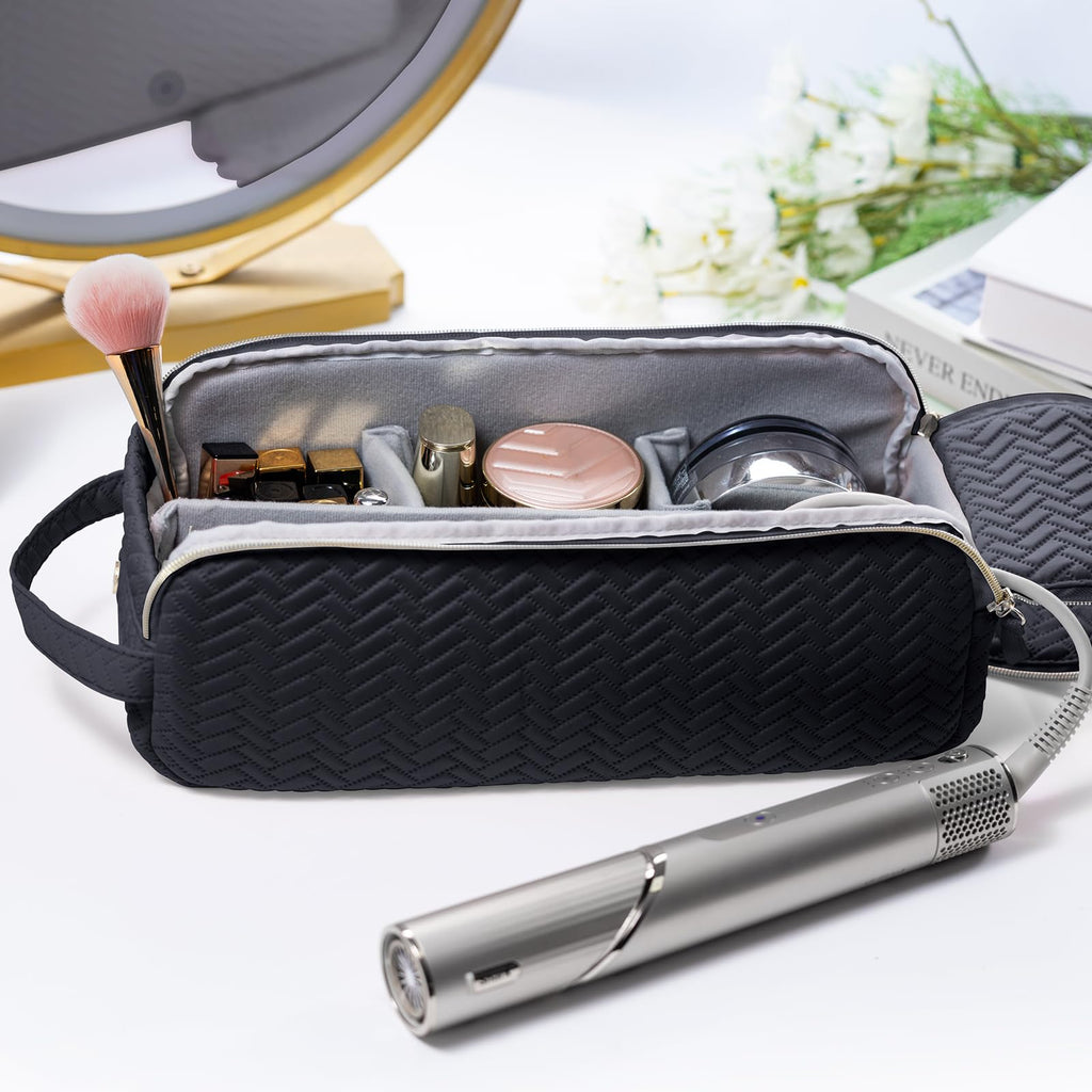 Large Hair Tools Travel Bag with Iron Mat - 2in1 Hair Tools Organizer for Hair Dryer Brush, Flat Irons, Straighteners, Curling Irons, Hair Bag, Makeup Bag, Cosmetic Bag for Travel Essentials