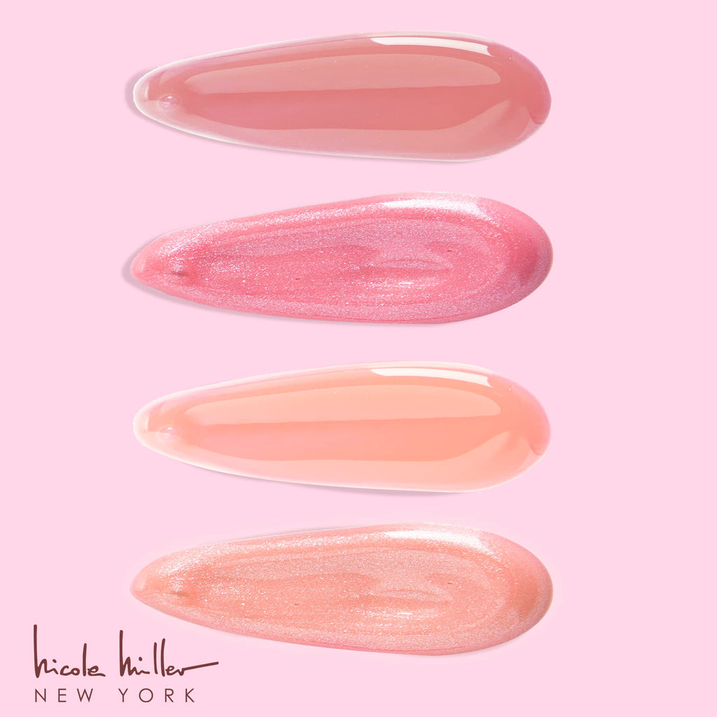 Nicole Miller Lip Gloss Collection Shimmery Glosses for Women and Girls Long Lasting Color Set with Rich Varied Colors, Flowery Pink, 10 Count (Pack of 1)
