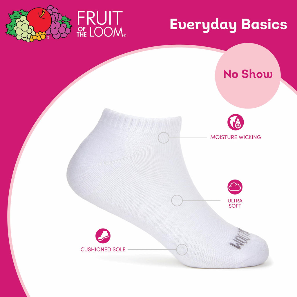 Fruit of the Loom Girl's Everyday Essential Soft Cushion Socks