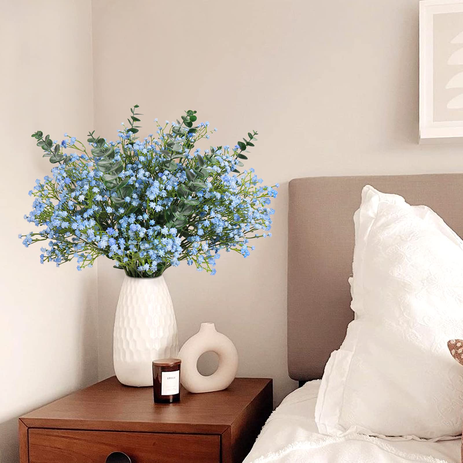 15 PCS Babys Breath Artificial Flowers Fake Babys Breath Flowers Artificial Bulk Blue Gypsophila Bouquets Real Touch Faux Flowers for Wedding Floral Arrangement Party Home Decoration