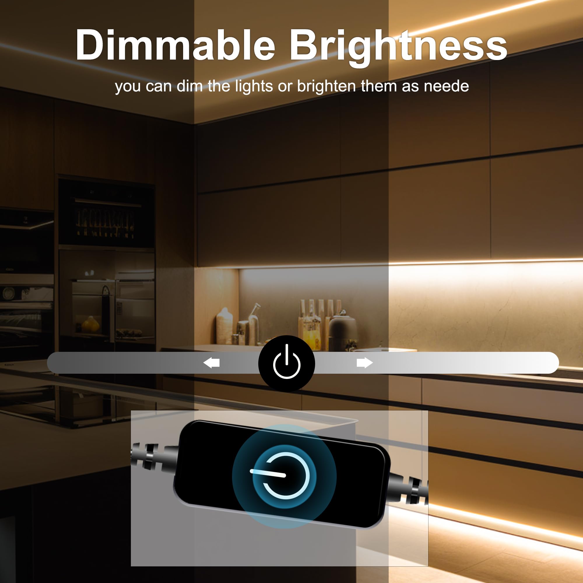Pandery COB LED Strip,LED Strip Lights 3M/9.84ft,Touch Dimmable LED Strips,CRI90+,2700K Warm White cob led,960LEDs,24V LED Tape Lights,Indoor for Bedroom, Kitchen, TV, Mirror,Cabinet