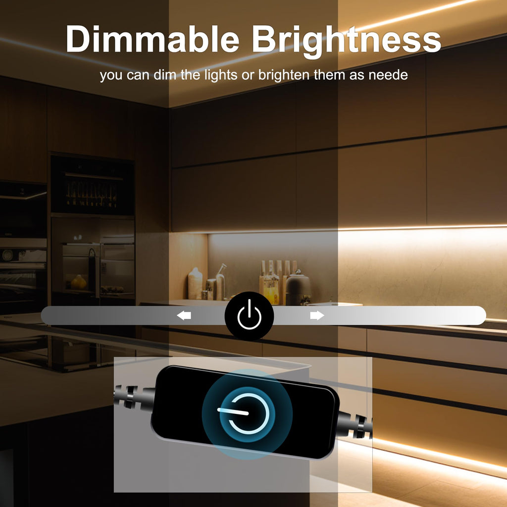 Pandery COB LED Strip,LED Strip Lights 3M/9.84ft,Touch Dimmable LED Strips,CRI90+,2700K Warm White cob led,960LEDs,24V LED Tape Lights,Indoor for Bedroom, Kitchen, TV, Mirror,Cabinet