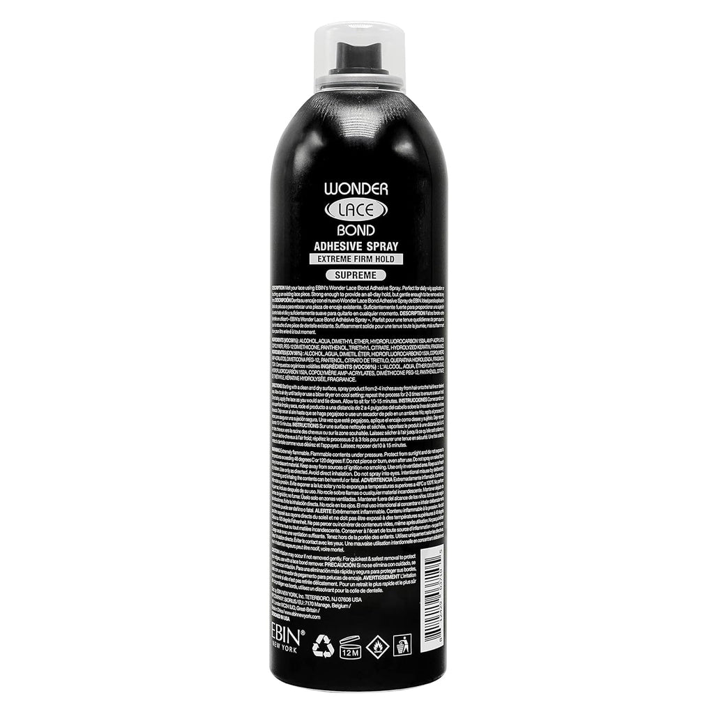 EBIN NEW YORK Wonder Lace Bond Adhesive Spray - Extreme Firm Hold 2.7oz/ 80ml| Active Use, Fast Drying, No Residue, No Build-up, All-day Powerful Hold, Easy Daily Wig Install