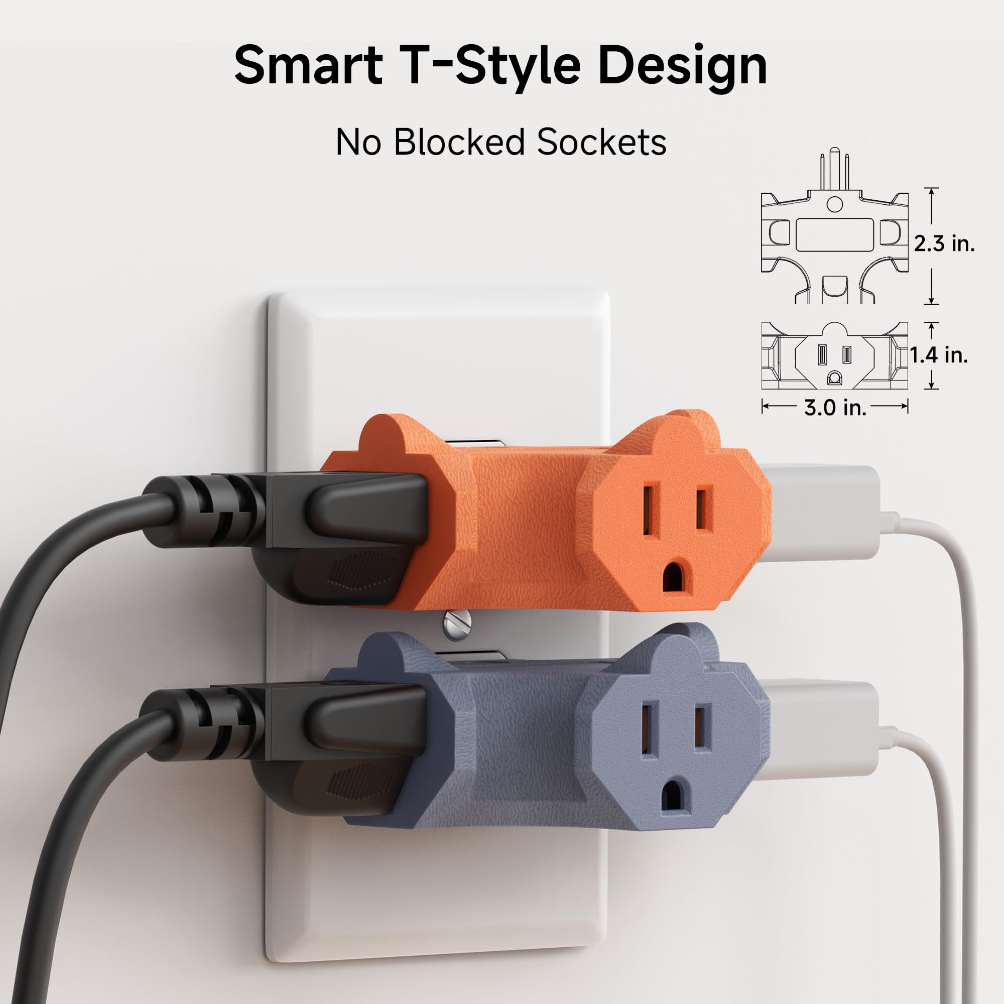 [ETL Listed] Cable Matters 3-Pack 3 Way Plug Adapter 15A 1875W, 3 Prong 3 Outlet Adapter, Power Splitter Plug Outlet, 3 Way Electrical Splitter, Black