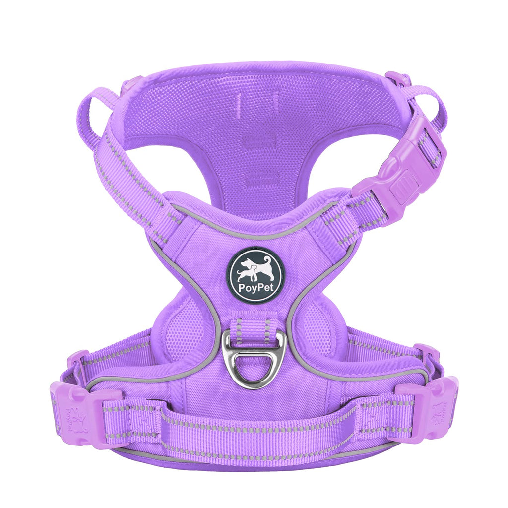 PoyPet Dog Harness No Pull, Reflective Vest Harness with Front & Back 2 Clips and Easy Control Handle for Small Medium Large Dog (XS, Black)