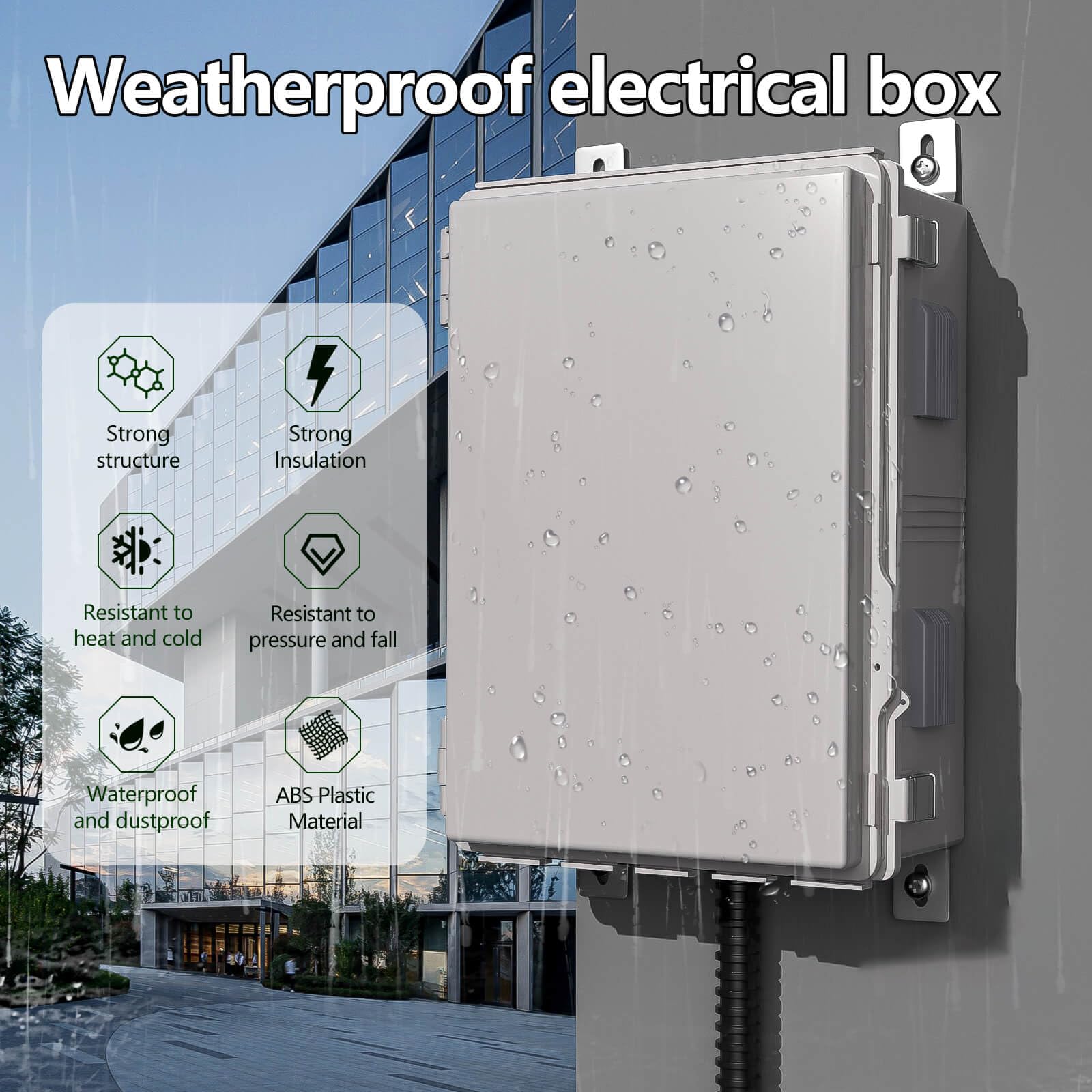 ABS Electrical Junction Box, Ventilated Design, Cable Grommets, IP65 Waterproof Enclosure, Indoor/Outdoor Use with Mounting Panel. (Clear Cover, 8.7"x6.7"x4.3")