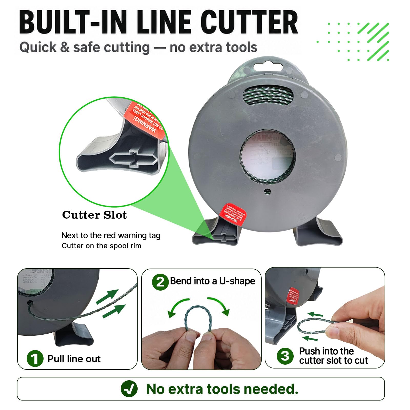 A Anleolife 1-Pound Heavy Duty Sawtooth 140-mil-by-108-ft Dual Core String Serrated Trimmer Line Donut for Walk Behind Wheeled Mowers with Built-in Line Cutter