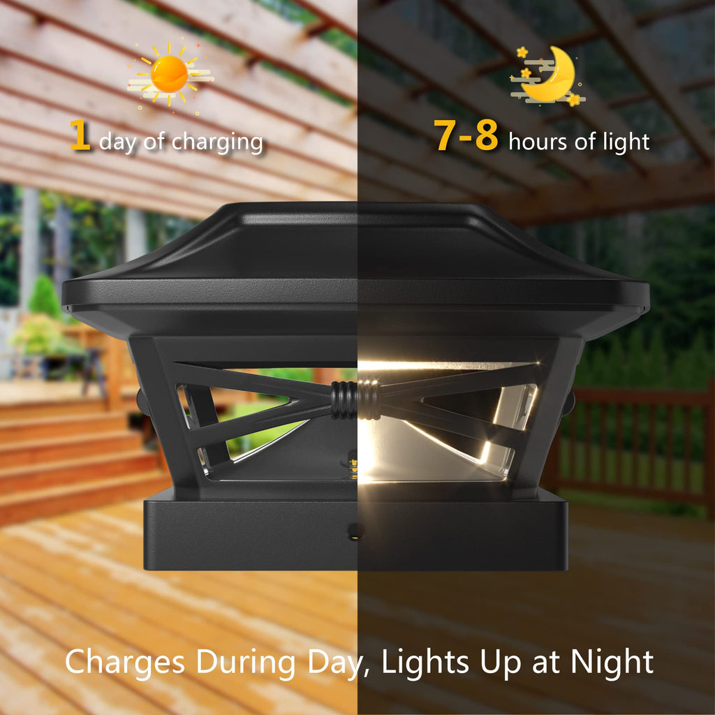 Davinci Lighting Renaissance Solar Outdoor Post Cap Lights - Includes Bases for 4x4 5x5 6x6 Posts - Bright LED Light - Pearl White (1 Pack)