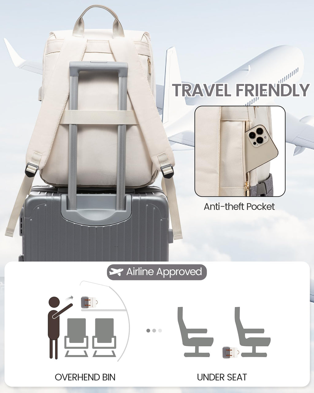 LOVEVOOK Laptop Backpack for Women, 15.6 Inch Vintage Travel Backpack Purse – Airline Approved Large Computer Bag, Lightweight for Nurse Teacher