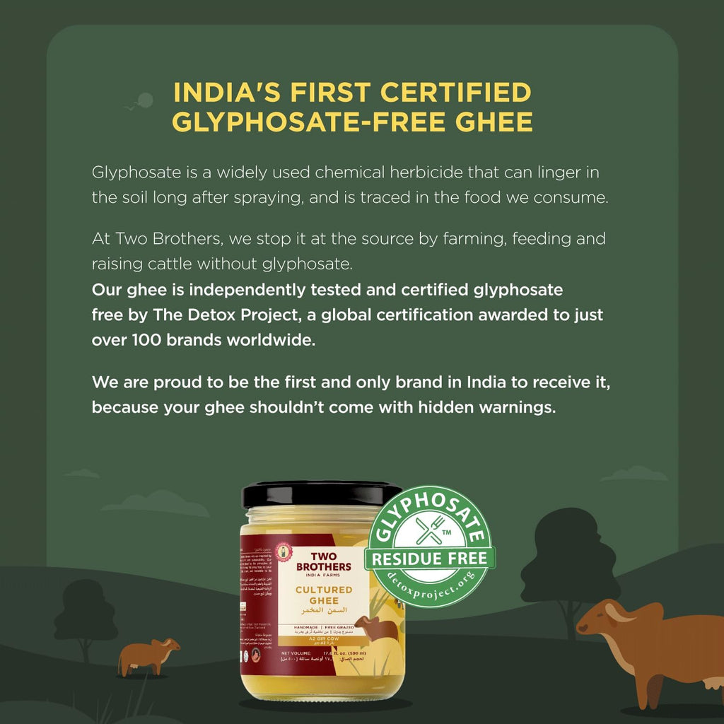 Grass Fed A2 Cultured Ghee | Gir Cow Ghee | Clarified Butter | Cultured Desi Ghee,Non-GMO, Lactose-Free, Keto Friendly - Two Brothers Organic Farms (16 fl oz (500 ml) Plastic)