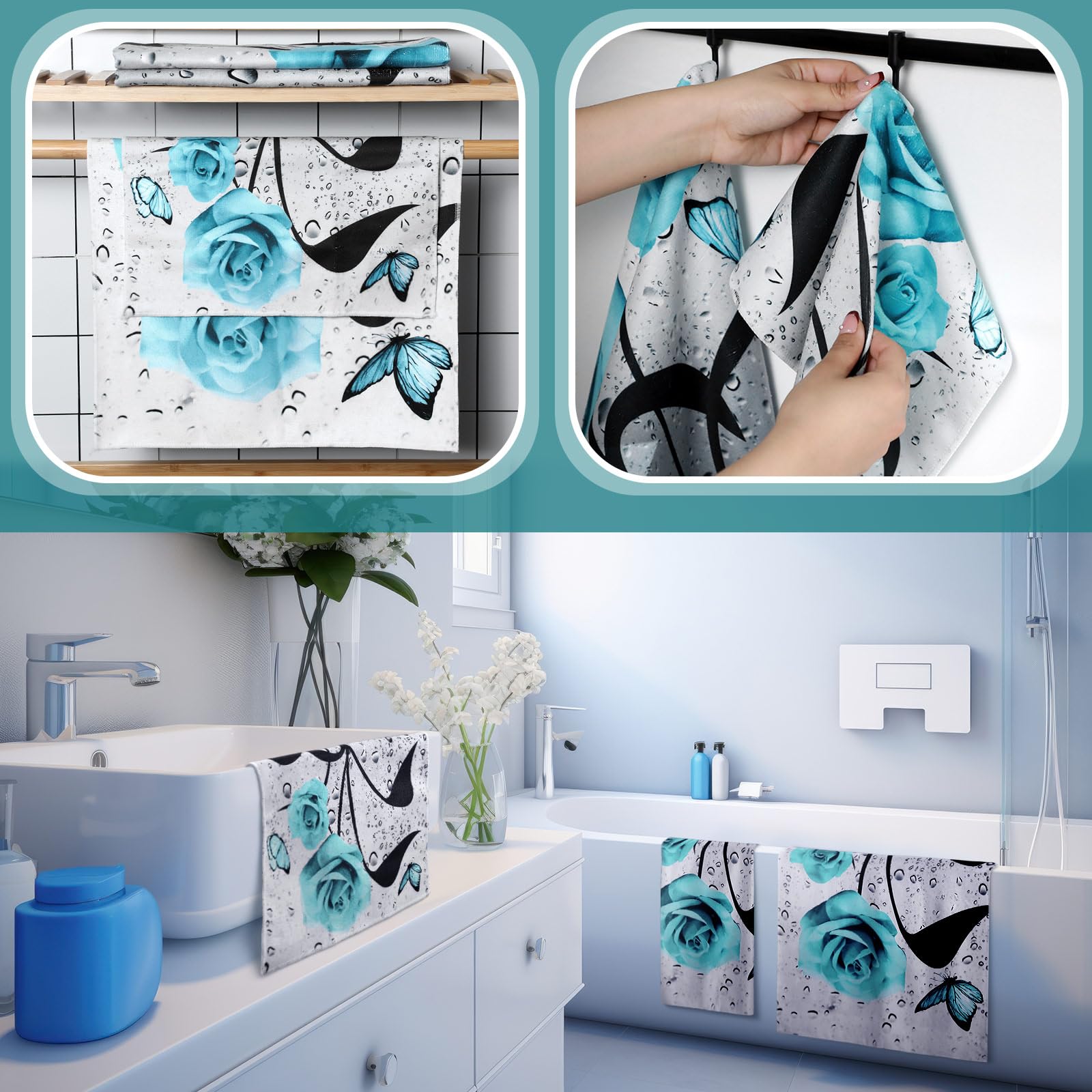 Preboun 3 Pack Christmas Gnome Bathroom Towels Set - Christmas Tree Hand Towels, Winter Snowflake Bath Towels, Soft Absorbent Dish Towels for Bathroom, Kitchen, Home, Hotel, Beach, Gym, Spa