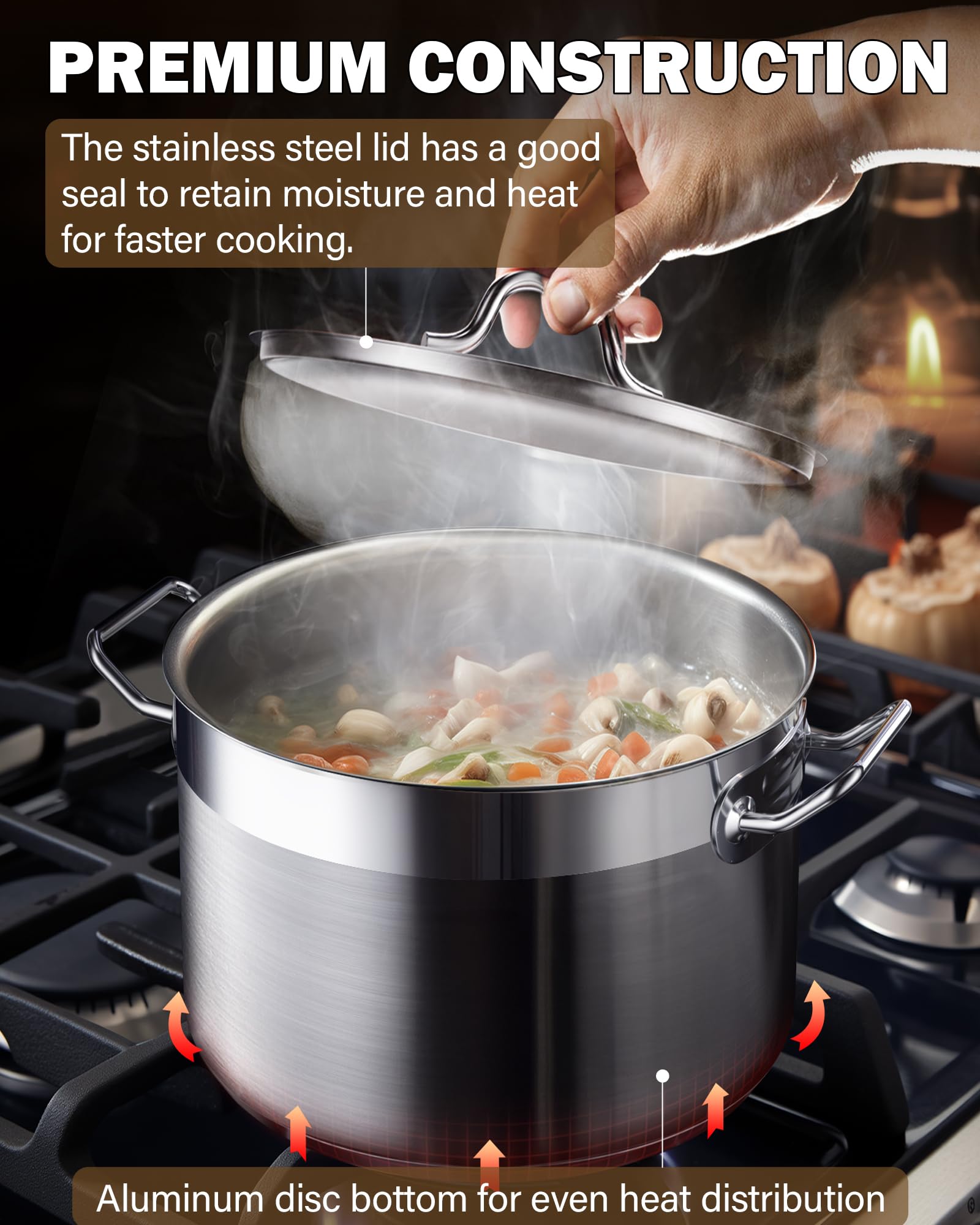 Cooks Standard Professional 6 Quart Stock Pot with Lid, Stainless Steel Dutch Oven Pot