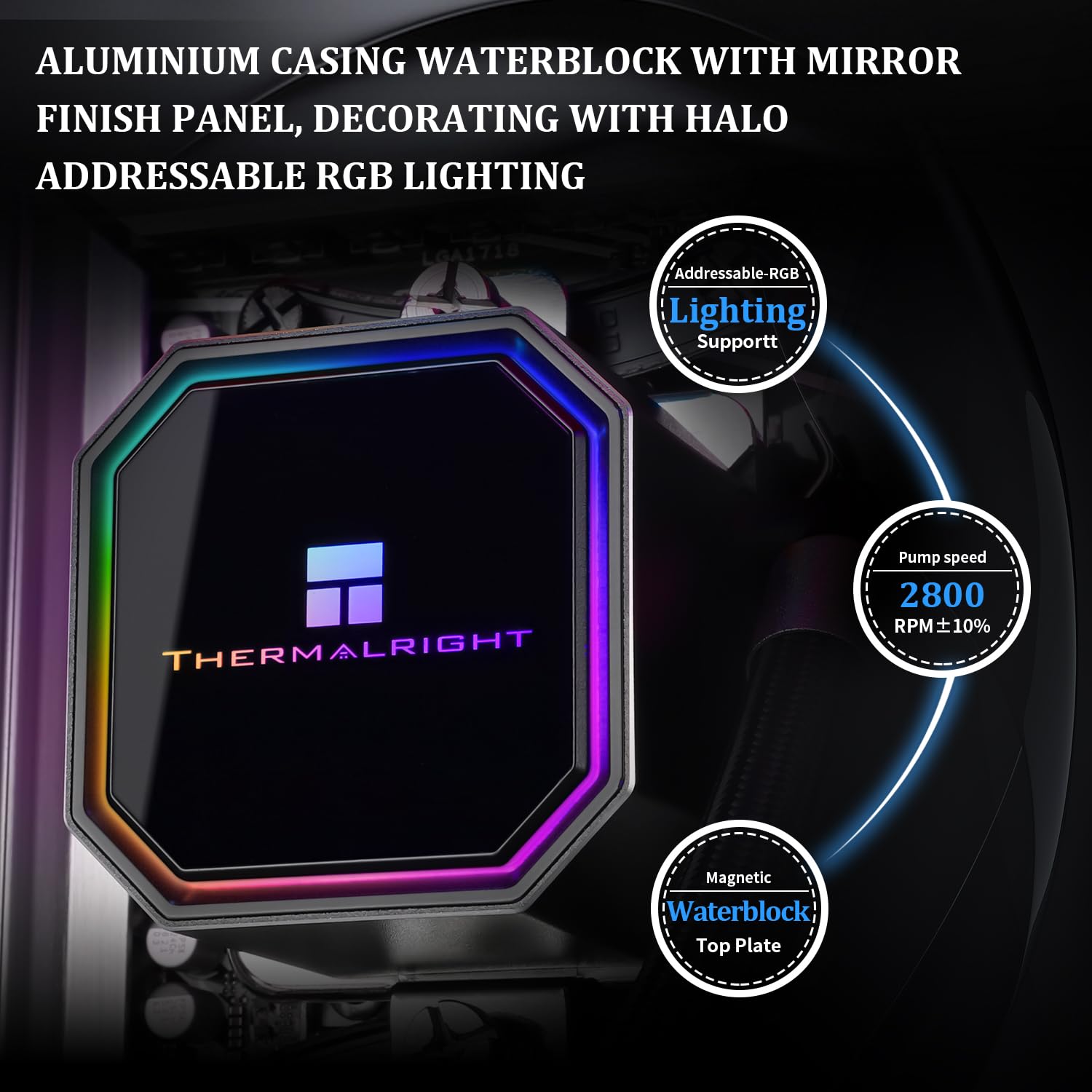 Thermalright Frozen Prism 240 Black CPU Liquid Cooler,Efficient PWM Controlled Pump 3300RPM,TL-E12 Series PWM Fan×2,Water Cooling Computer Parts,for AMD AM4/AM5,Intel LGA1150/1151/1200/1700/1851
