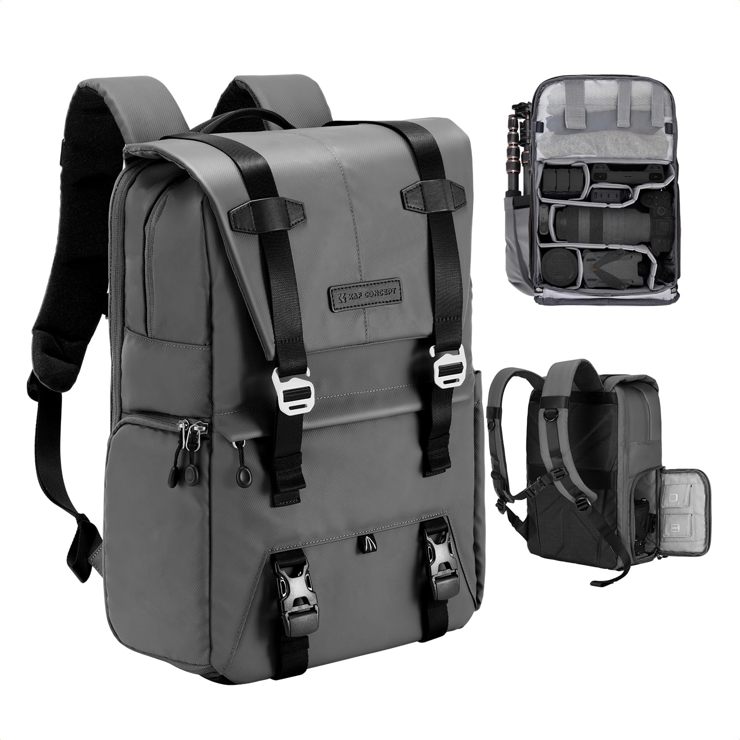 K&F CONCEPT Camera Backpack, Camera Bags for Photographers Dslr Cameras Compatible for Canon Nikon Sony DJI Mavic Drone, 20L Large Capacity Bag Cover 15.6 Inch Laptop Camera Cases with Raincover