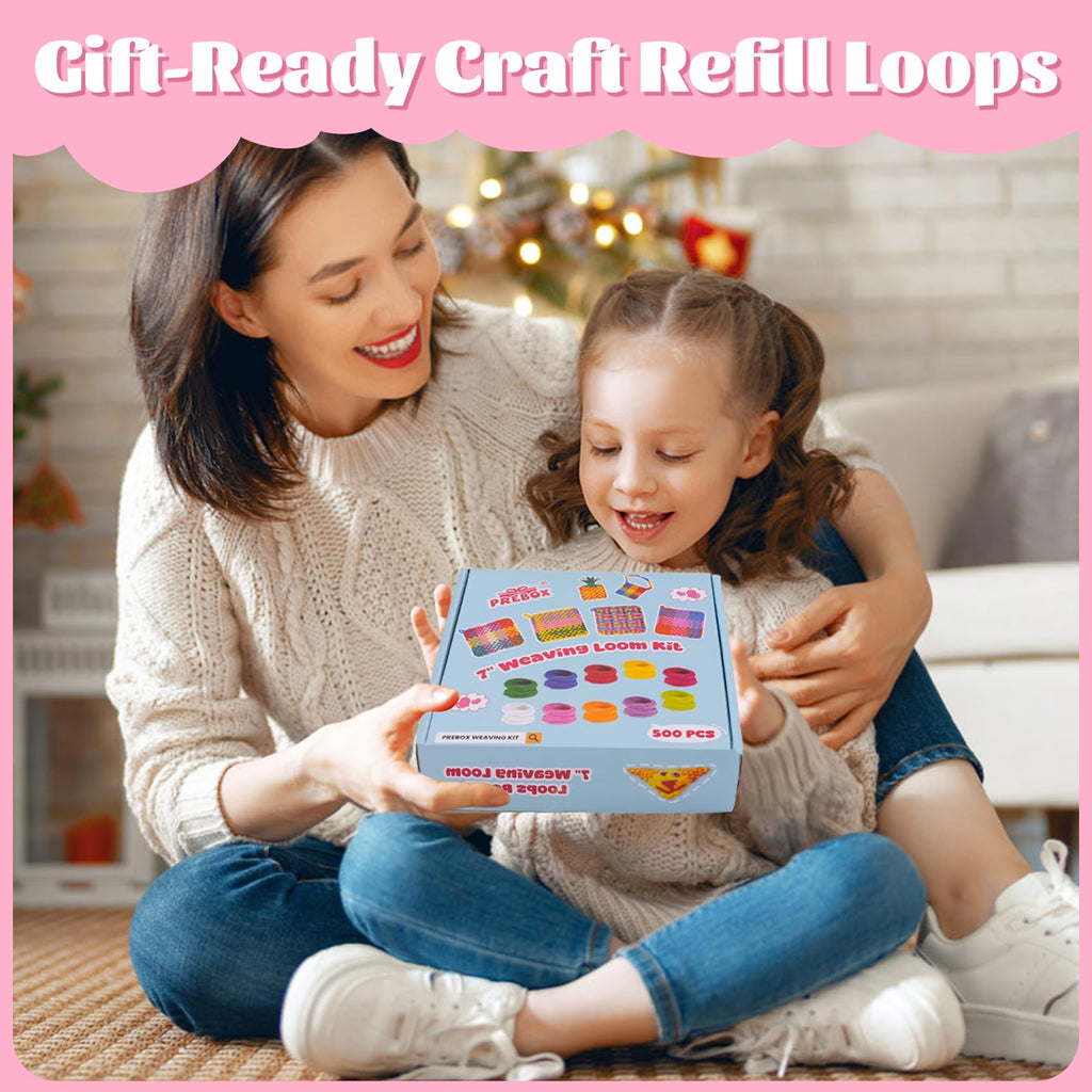 PREBOX 1000 PCS Weaving Loom Loops Refill, 10 Colors for 7 inch Potholder Loom, Craft Supplies for Kids and Beginners, Christmas & Birthday Gifts for Girls 6 7 8-10 10-12 Year Old