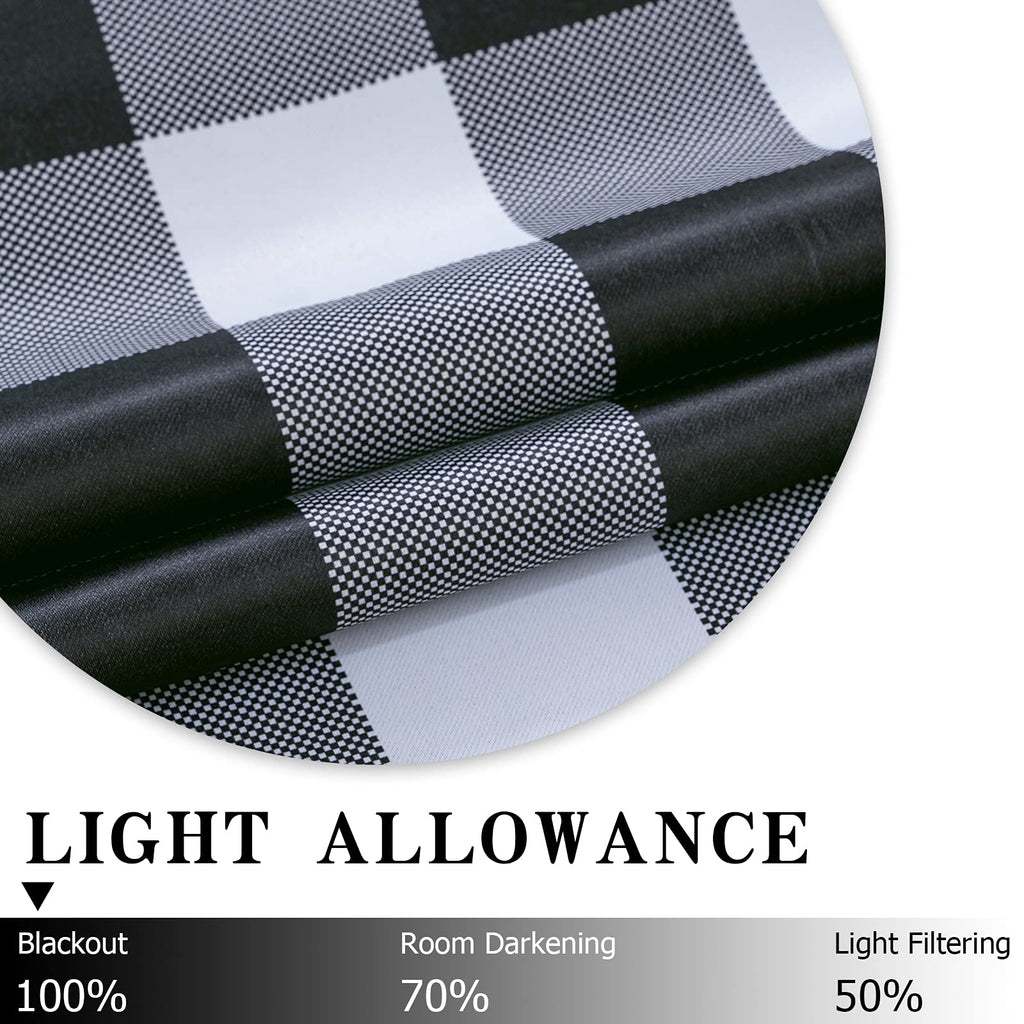 MIULEE Buffalo Plaid Curtains for Farmhouse Bedroom, Blackout Window Drapes with Grommets for Living Room Darkening Light Blocking and Thermal Insulated Set of 2 Panels, W 52" x L 63" Black and White