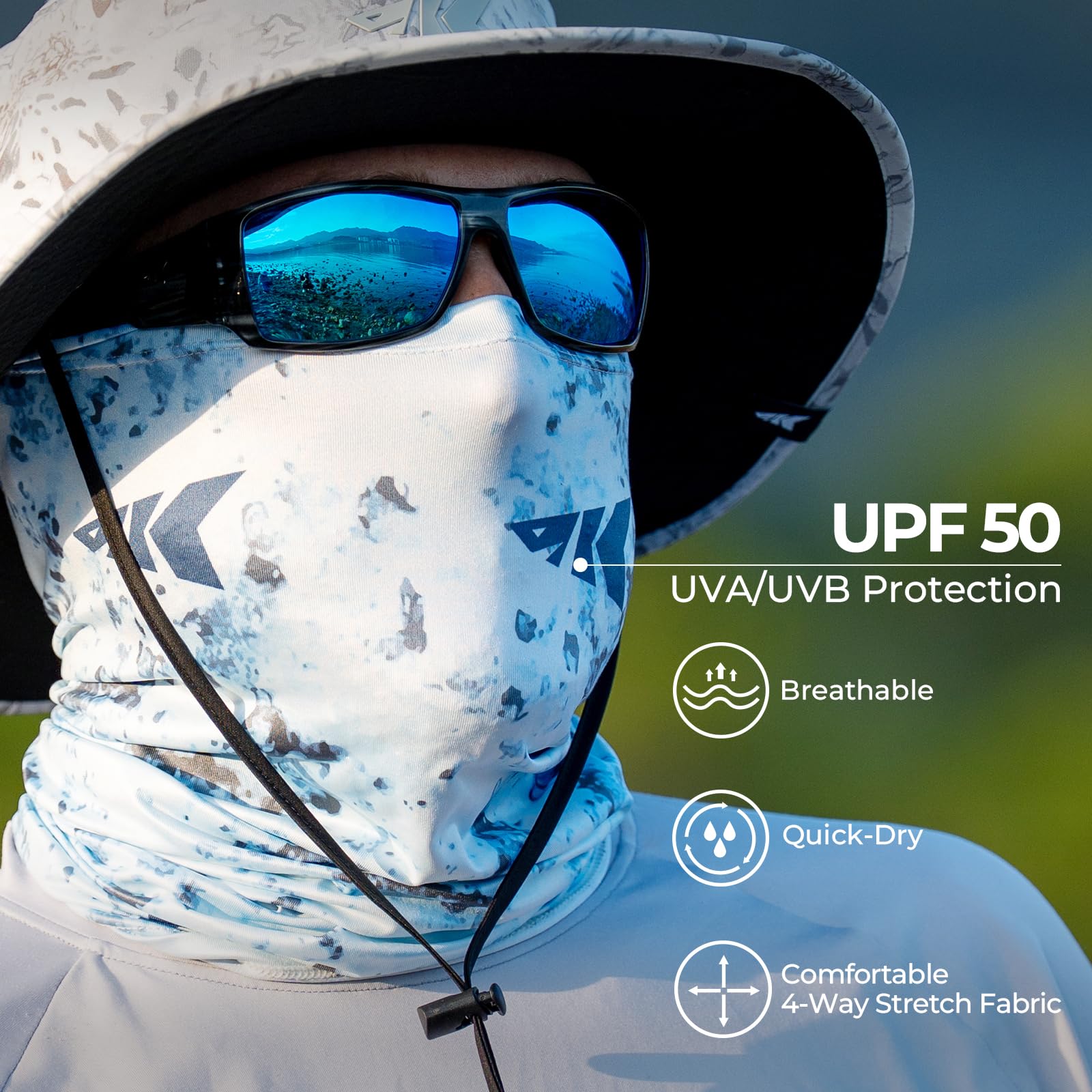 KastKing Sol Armis Neck Gaiter - UPF 50 Face Mask - UV Sun Protection Mask for Men & Women, Fishing, Hiking
