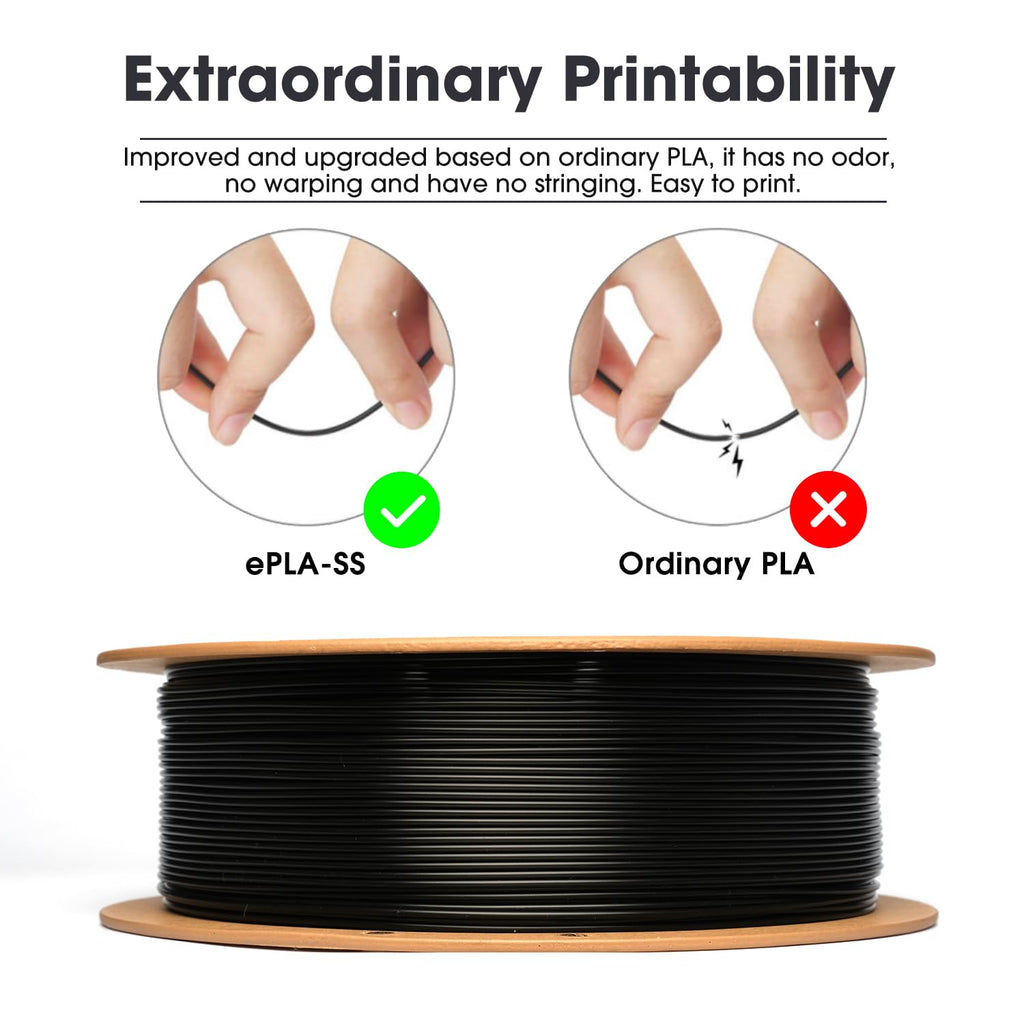 eSUN 10KG Bulk PLA Basic Filament 1.75mm, Black, 10 Spool Pack (1KG/Spool) High Speed PLA Bundle, 3D Printing Filament for Fast Printing