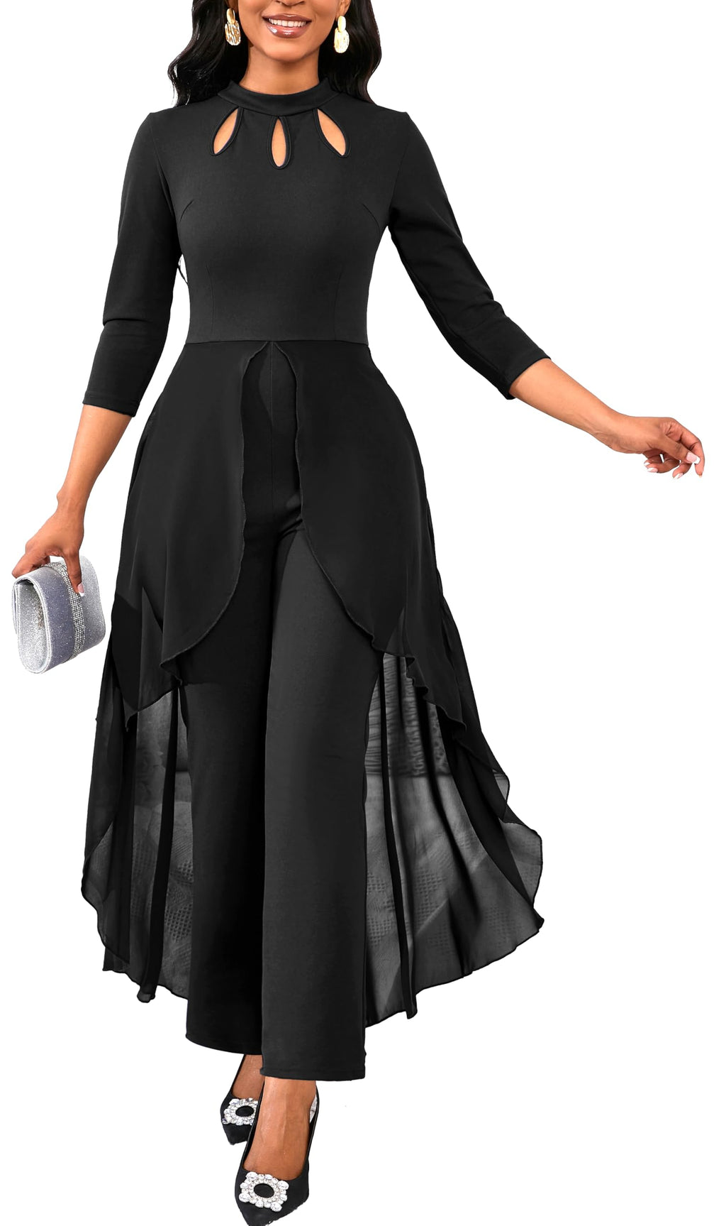 Jumpsuits for Women Dressy Hight Waist One Piece Casual Straight Long Pants Wide Leg Pants Elegant Jumpsuit Romper