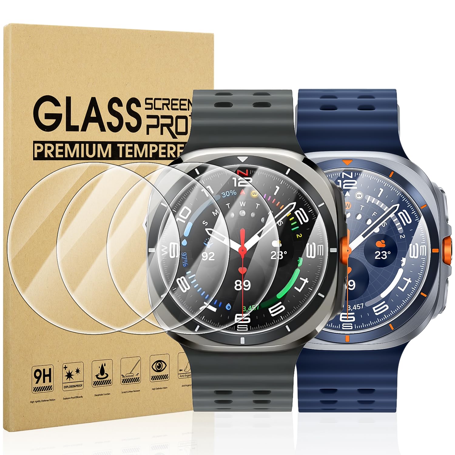 Suoman 4-Pack for Samsung Galaxy Watch 4 Classic 46mm Tempered Glass Screen Protector for Galaxy Watch 4 Classic 46mm Smartwatch [2.5D 9H Hardness] [Anti-Scratch]