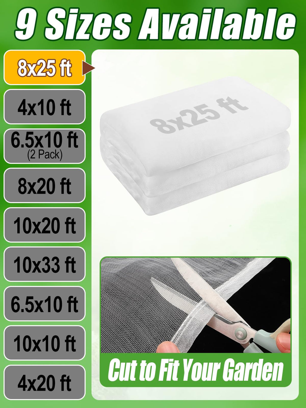 4x10ft Garden Netting - Ultra Fine Mesh Plant Covers to Keep Small Animals Pest Out, Bird Barrier for Protecting Vegetables Fruits Flowers Raised Beds (Without Support Pole)