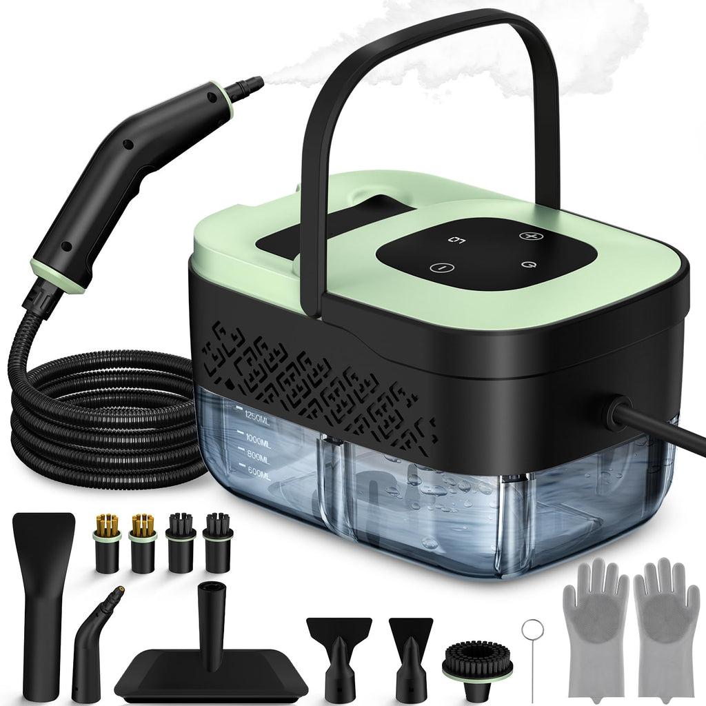 Steam Cleaner, Portable Steamer for Cleaning with 16pcs Accessories, 6-Level Adjustable and 15s Heat-Up, Handheld Steam Cleaner for Home, Tile, Dirt, Grout, Grease, Car Detailing