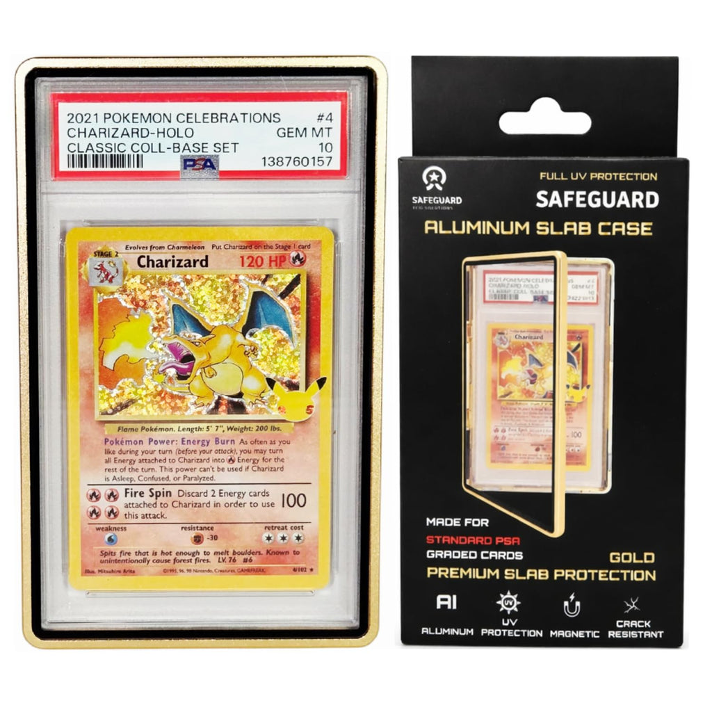 Metal PSA Slab Bumper Case UV Resistant- Safeguard Stackable Magnetic Aluminum Metal Case For Graded Cards (Black)