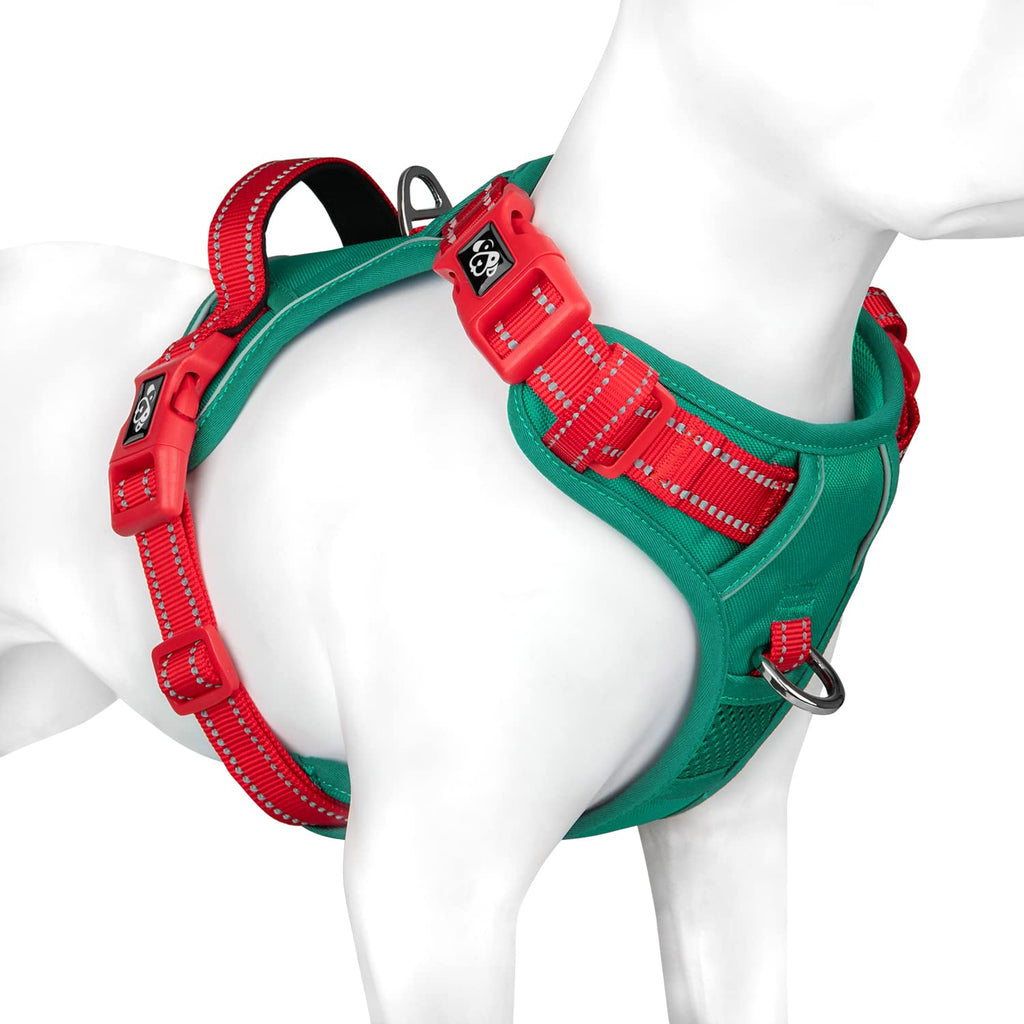 PHOEPET No Pull Dog Harness, Unique Colors Reflective Adjustable Dog Vest, with Soft Training Handle Metal Clips for Small Medium Large Dogs (Baby Blue Base & Pink Straps,S)