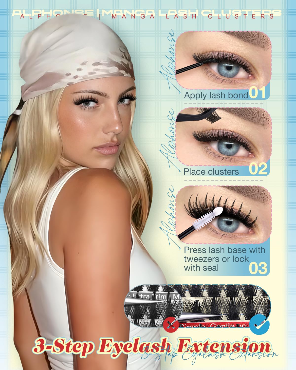 ALPHONSE Lash Clusters Manga Cluster Eyelash Extensions Wispy C Curly Individual Lashes Anime Eyelash Clusters 12-16mm Lash Extension Spiky Cluster Lashes DIY Eyelash Extensions 144 PCS Fairy Lashes