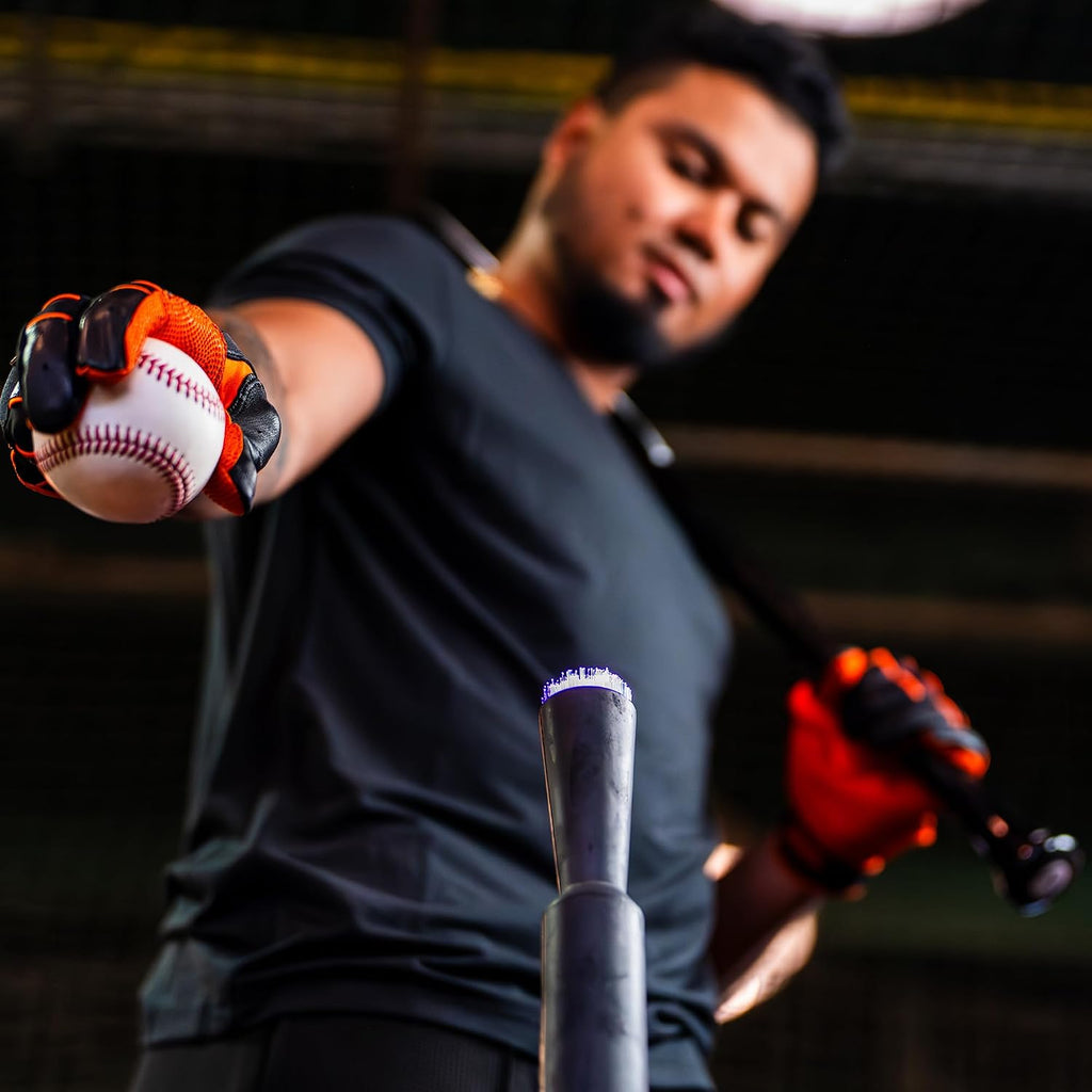 Baseball Tee with LED Light and Adjustable Height, Battery Operated, Illuminates and Flashes Each Swing with 1 of 5 Random Colors. Hitting Tee for Baseball and Fastpitch Softball.