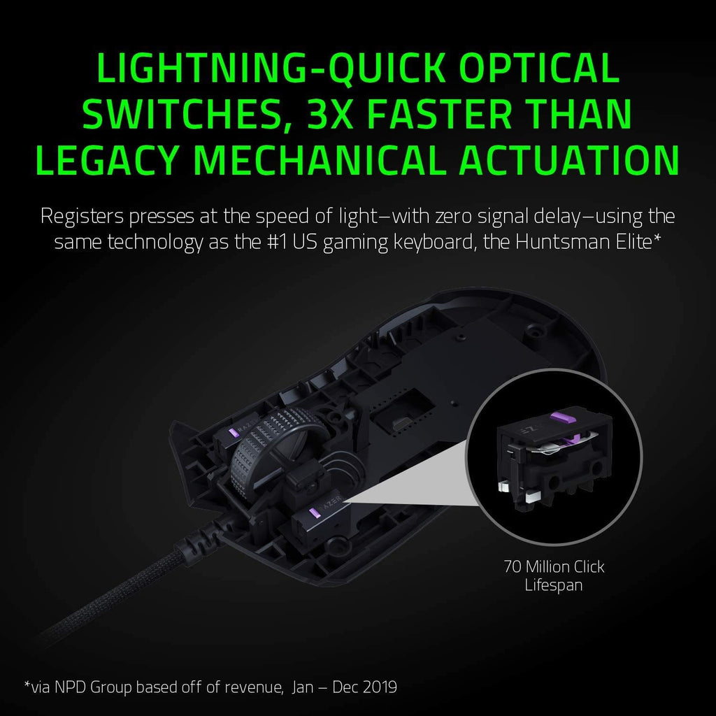 Razer Viper 8K Hz - Ambidextrous E-Sport Gaming Mouse with 8,000 Hz HyperPolling Technology (Optical Focus + Sensor with 20K DPI, Optical Mouse switches, 71g Light) - Black
