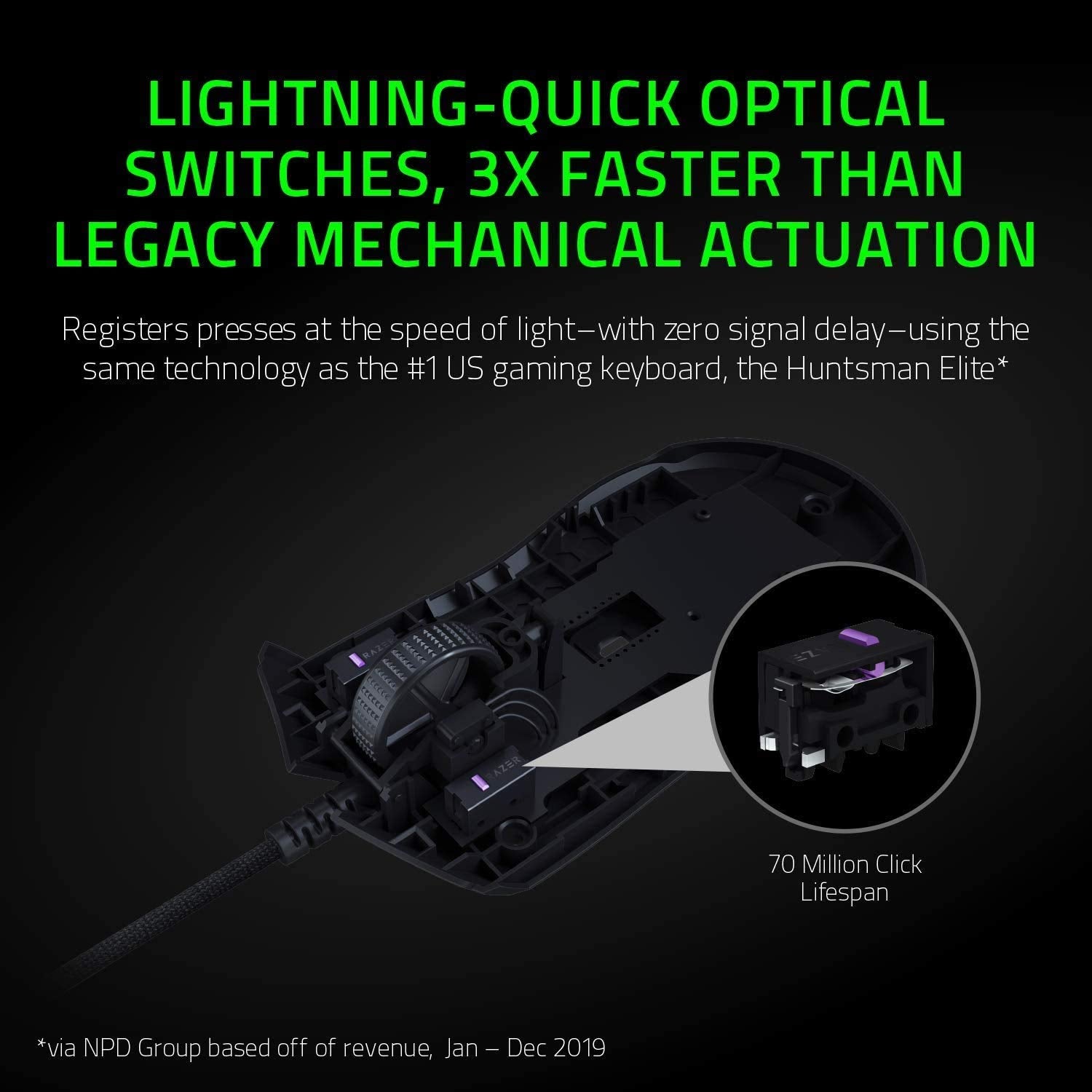 Razer Viper 8K Hz - Ambidextrous E-Sport Gaming Mouse with 8,000 Hz HyperPolling Technology (Optical Focus + Sensor with 20K DPI, Optical Mouse switches, 71g Light) - Black
