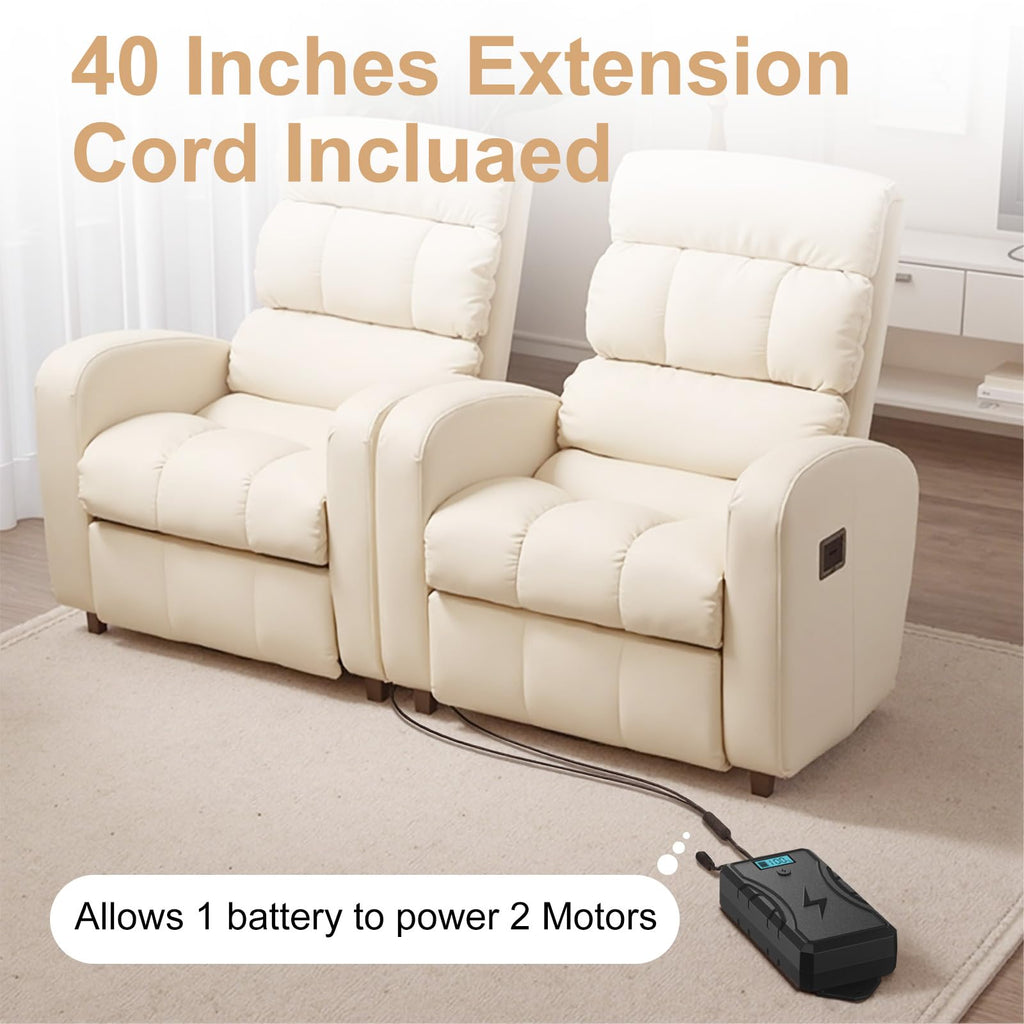 Battery Pack for Reclining Furniture without Charger, 2500mAh Universal Recliner Battery Pack Rechargeable with LED Display for Electric Recliner, Sofa, Couch, Lift Chair, 2-Pin Motion Furniture