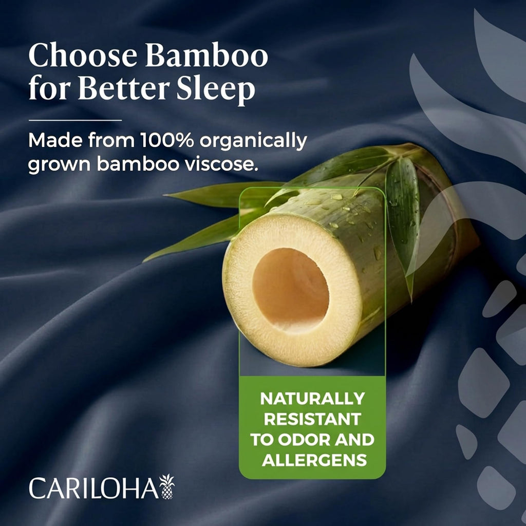 Cariloha Aloha Soft 100% Organic Bamboo Viscose Sheets – 4-Piece Queen Sheet Set – 16 in Deep Pockets – Buttery Soft, Hypoallergenic, Cooling Sheets – Oeko-TEX Standard 100 – Cape Blue