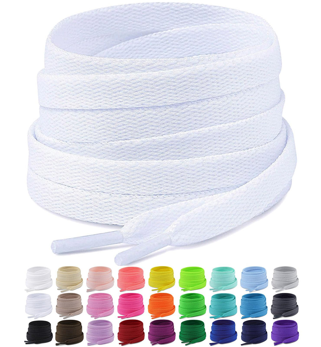Upgrade Tight Weave Flat Shoelaces 28 Colors 5/16" Wide Shoe Laces for Sneakers - 2Pairs